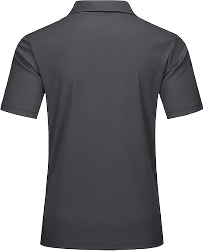 Detalle de TACVASEN Polo de manga corta para hombre — transpirable y de secado rápido (Gris Oscuro, XL)
