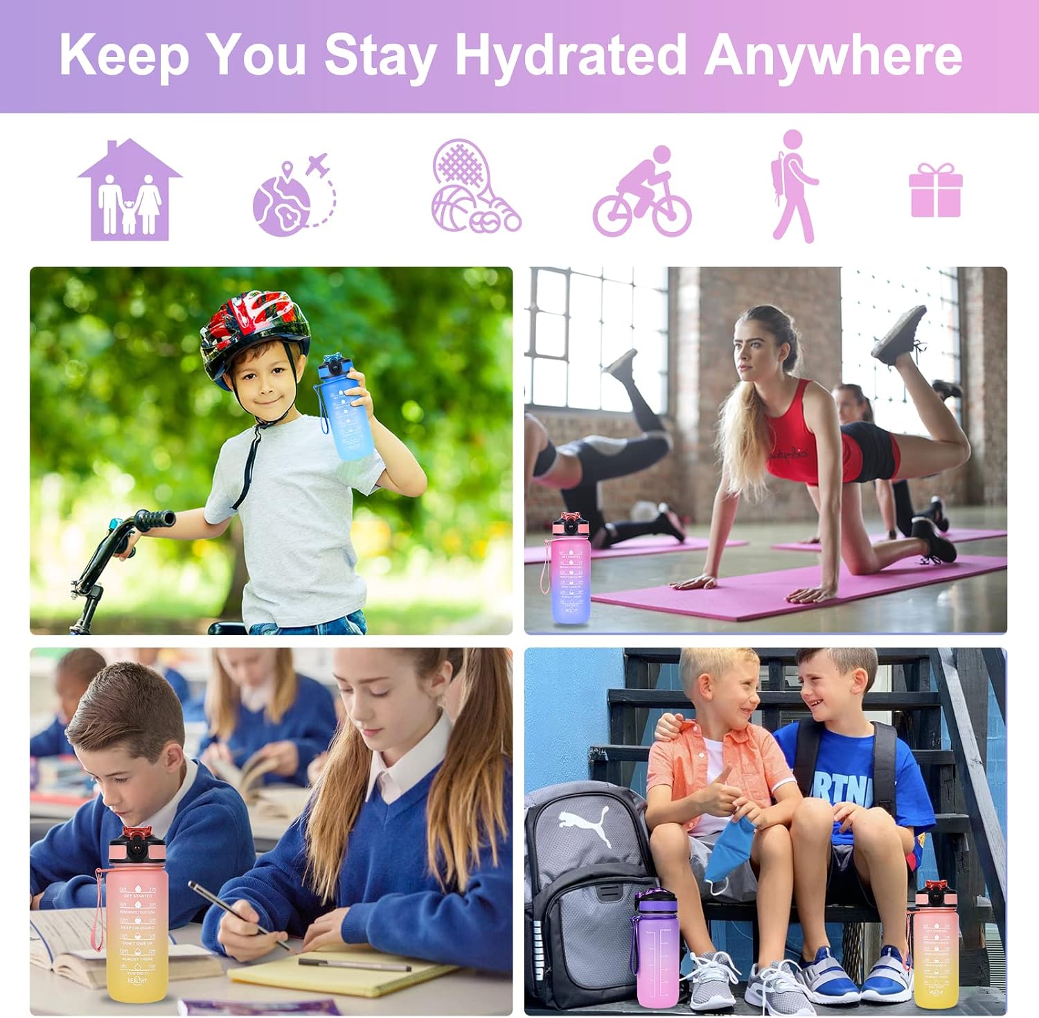 Thumbnail 6 de SUPPRUI 600ml kids water bottle with straw ๐ง