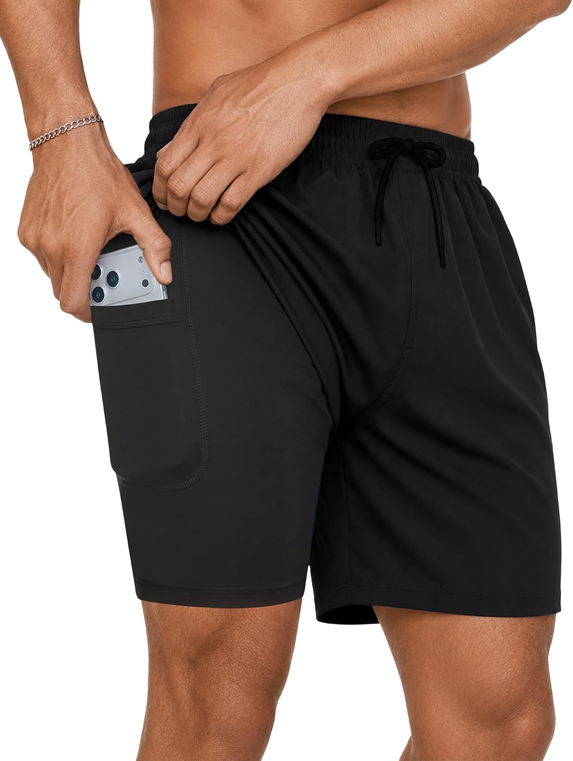 Detalle de YUTYTH Mens Swim Shorts with Compression Liner – 2 in 1 Quick-Dry Board Shorts
