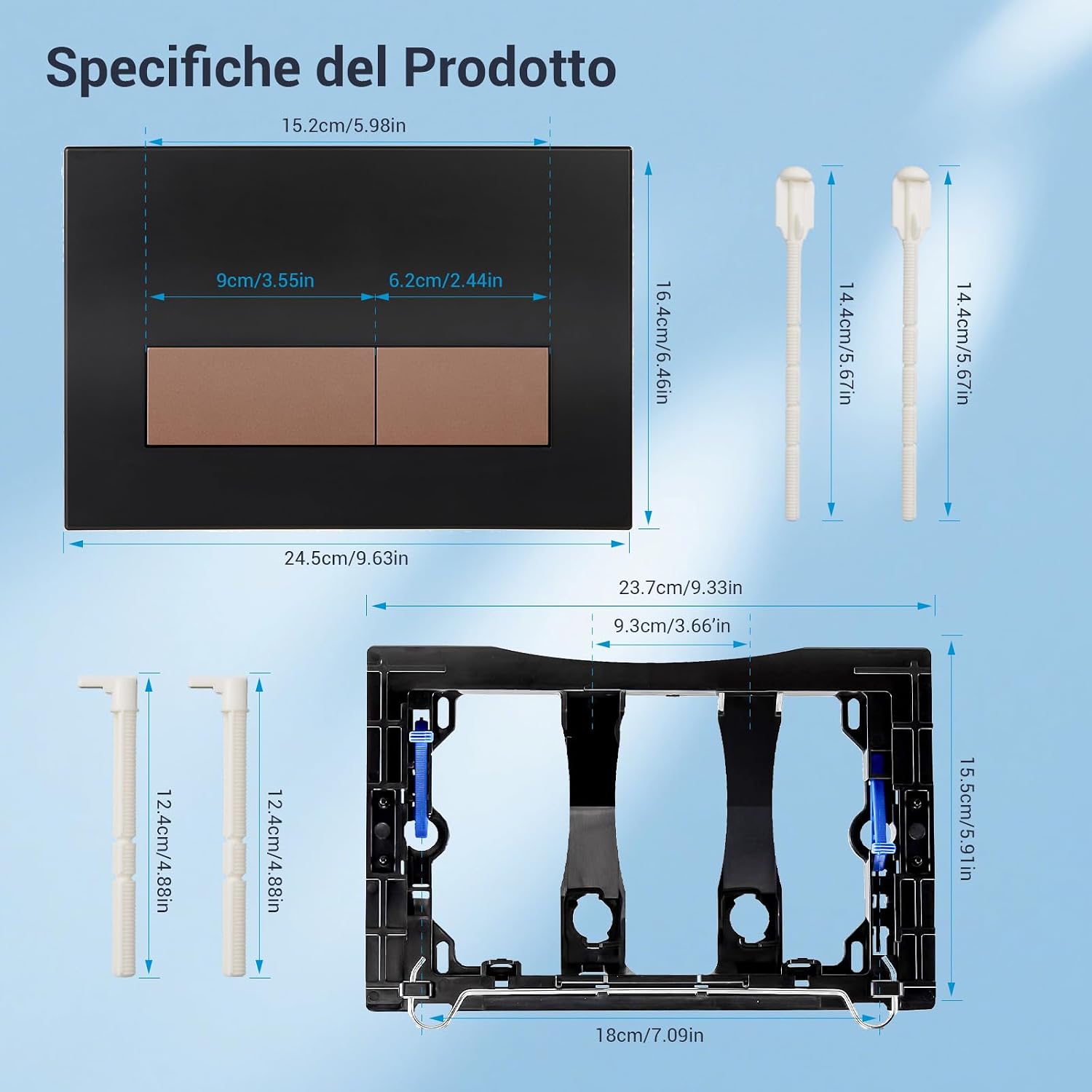 Detalle de Mendorio Placca di Comando WC: compatibile Geberit Sigma UP300/UP320, doppio scarico, Nera Opaco & Bronzo Opaco