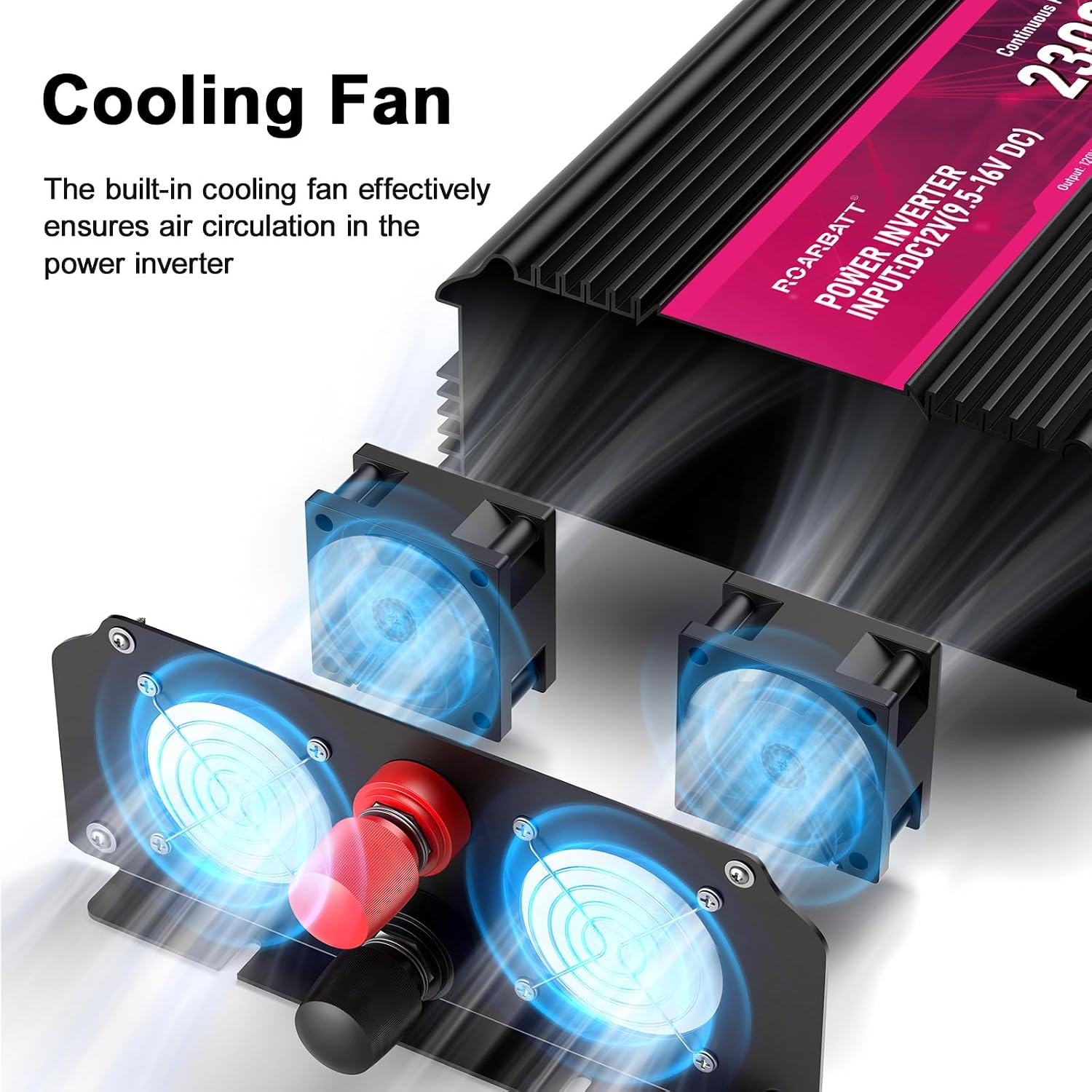 Detalle de ROARBATT 2300W Power Inverter, 12V DC to 120V AC Pure Sine Wave