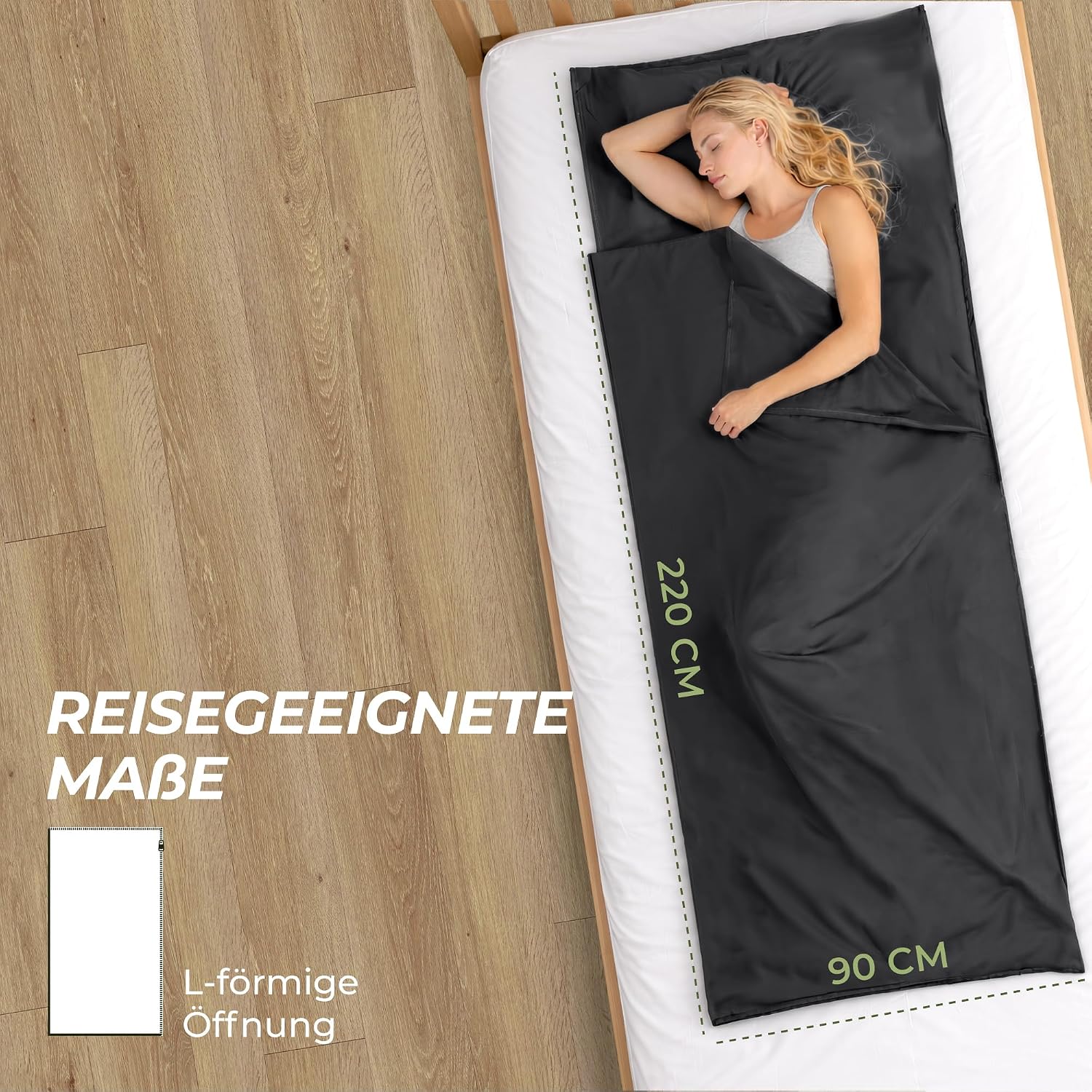 Thumbnail 1 de ZENACROSS Hüttenschlafsack Ultraleicht Mikrofaser – Schlafsack-Inlett mit integriertem Kissenfach (Sommer)