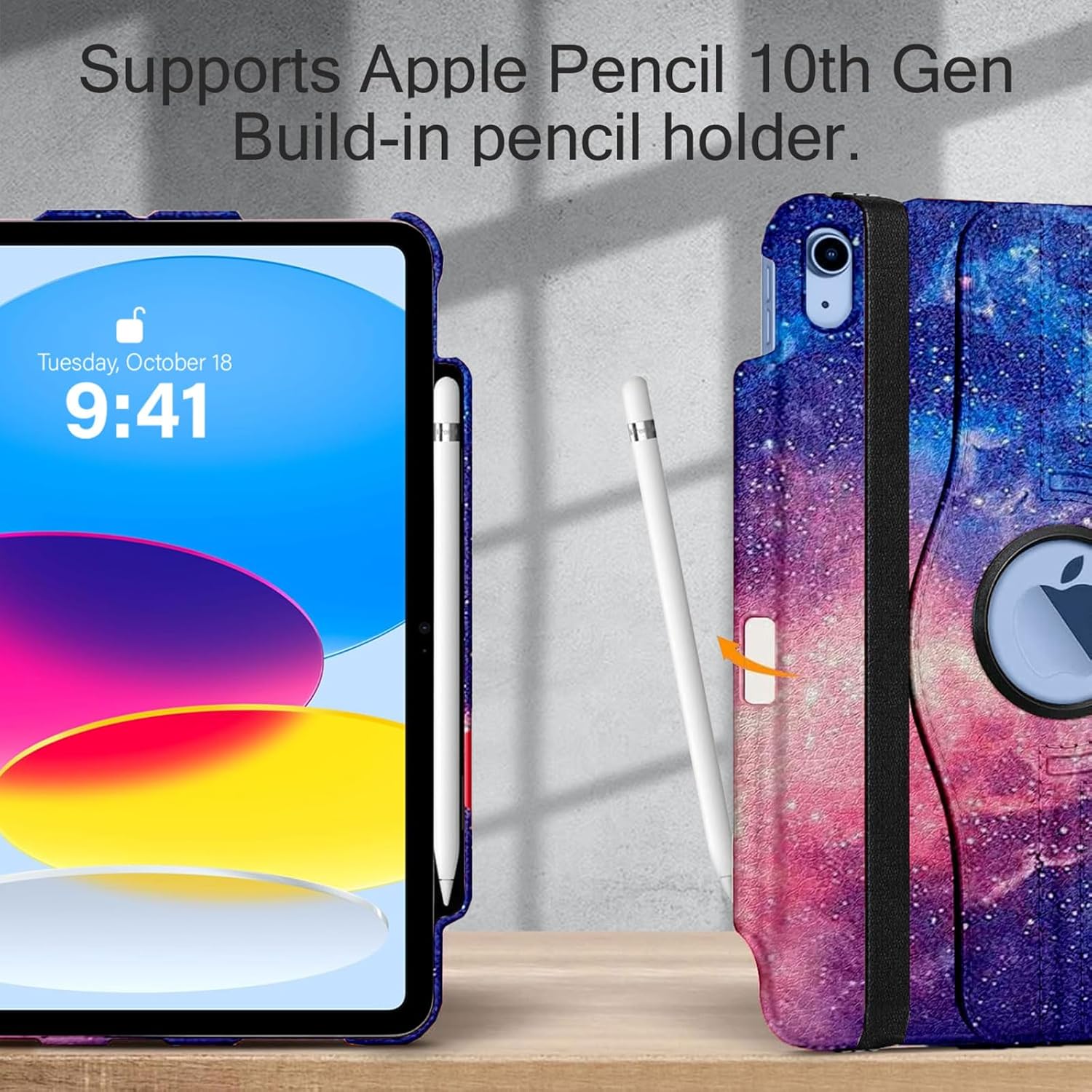 Thumbnail 4 de GALTD iPad A16 Case (10.9-inch & 11-inch) with Auto Wake/Sleep, Pencil Holder and 360° Rotating Stand