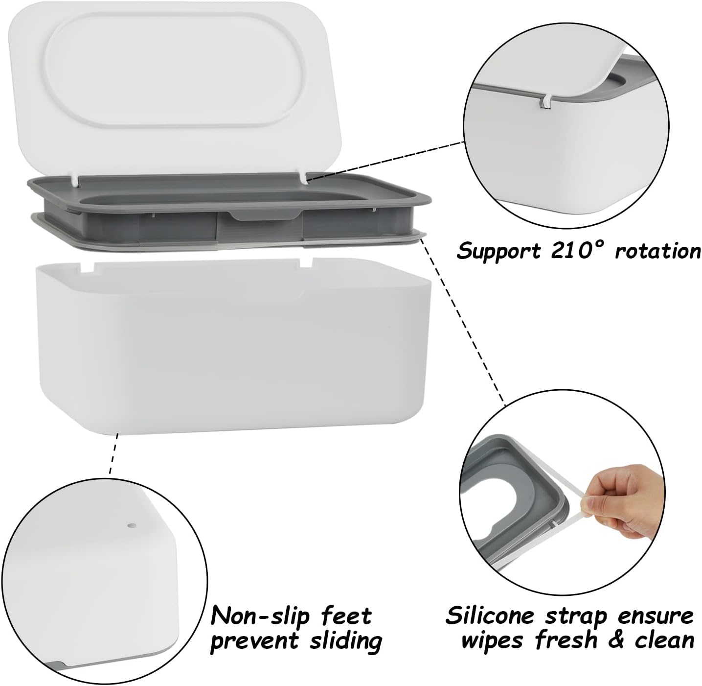 Detalle 1 de Seposeve Refillable Wipe Dispenser, One-Handed Grey 🧻