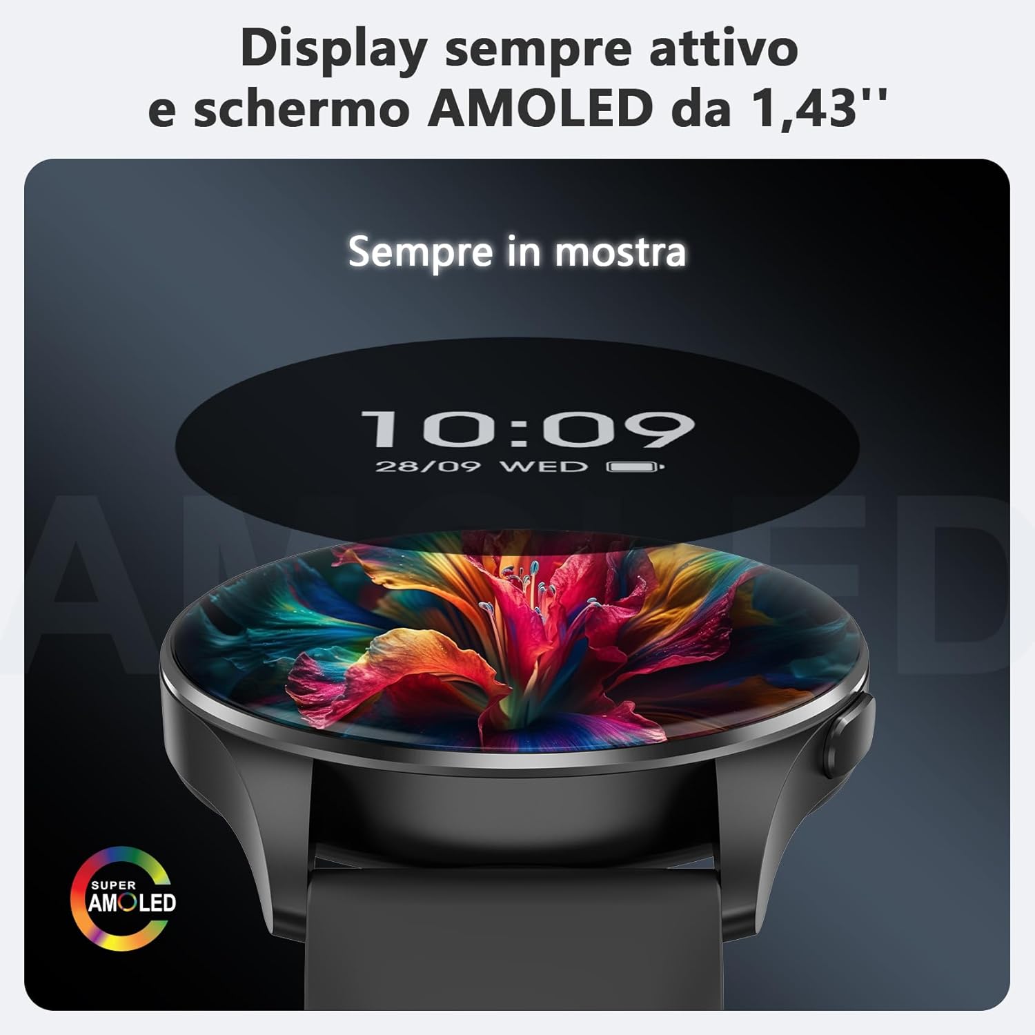 Detalle de Blackview Smartwatch Uomo Donna con schermo AMOLED da 1,43'' – Chiamate Bluetooth, 110+ modalità sport e monitoraggio salute