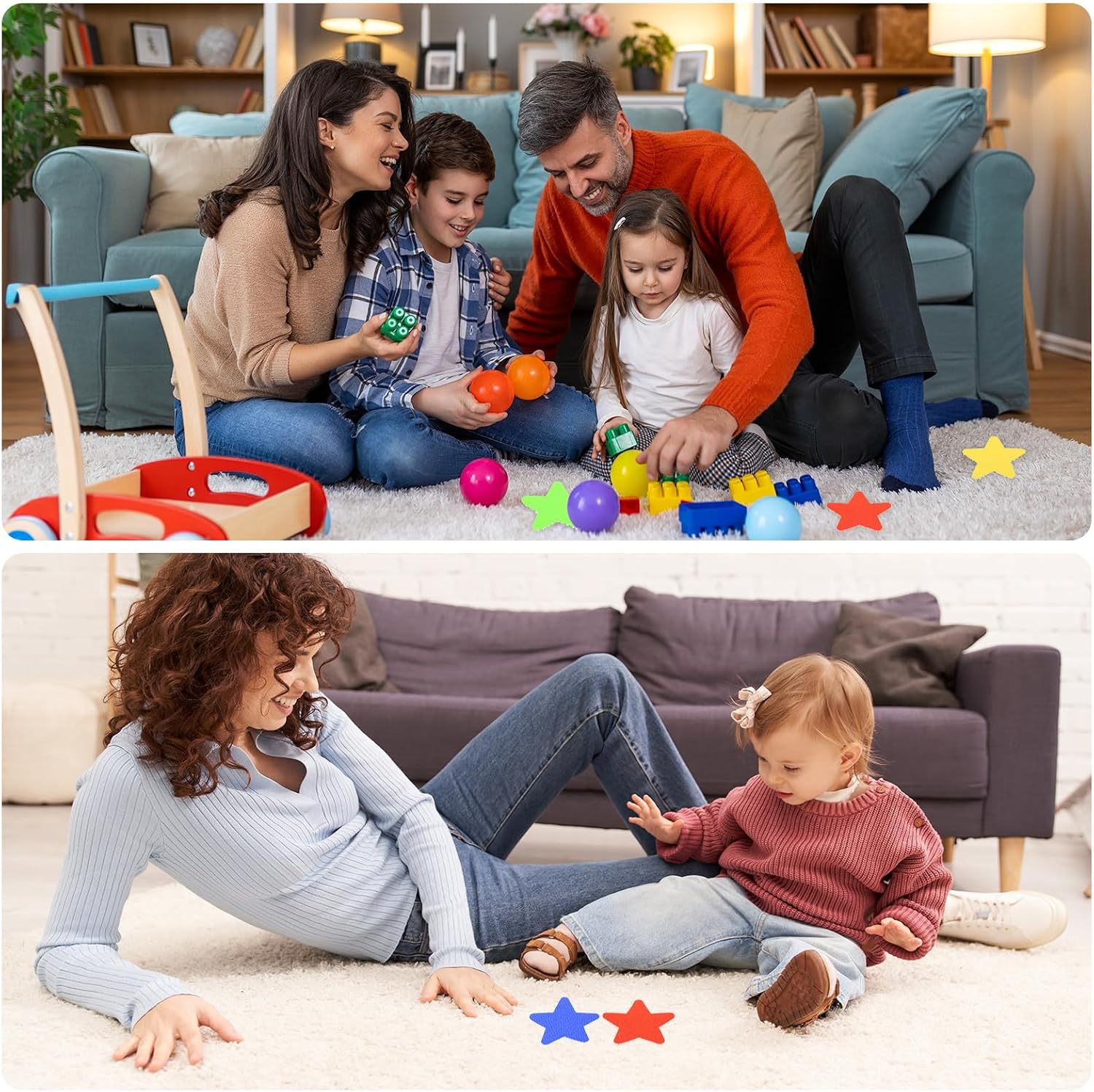 Detalle de PATIKIL 1.6" Carpet Spot Markers (50 Pack) – Star Floor Dots for Classroom Seating