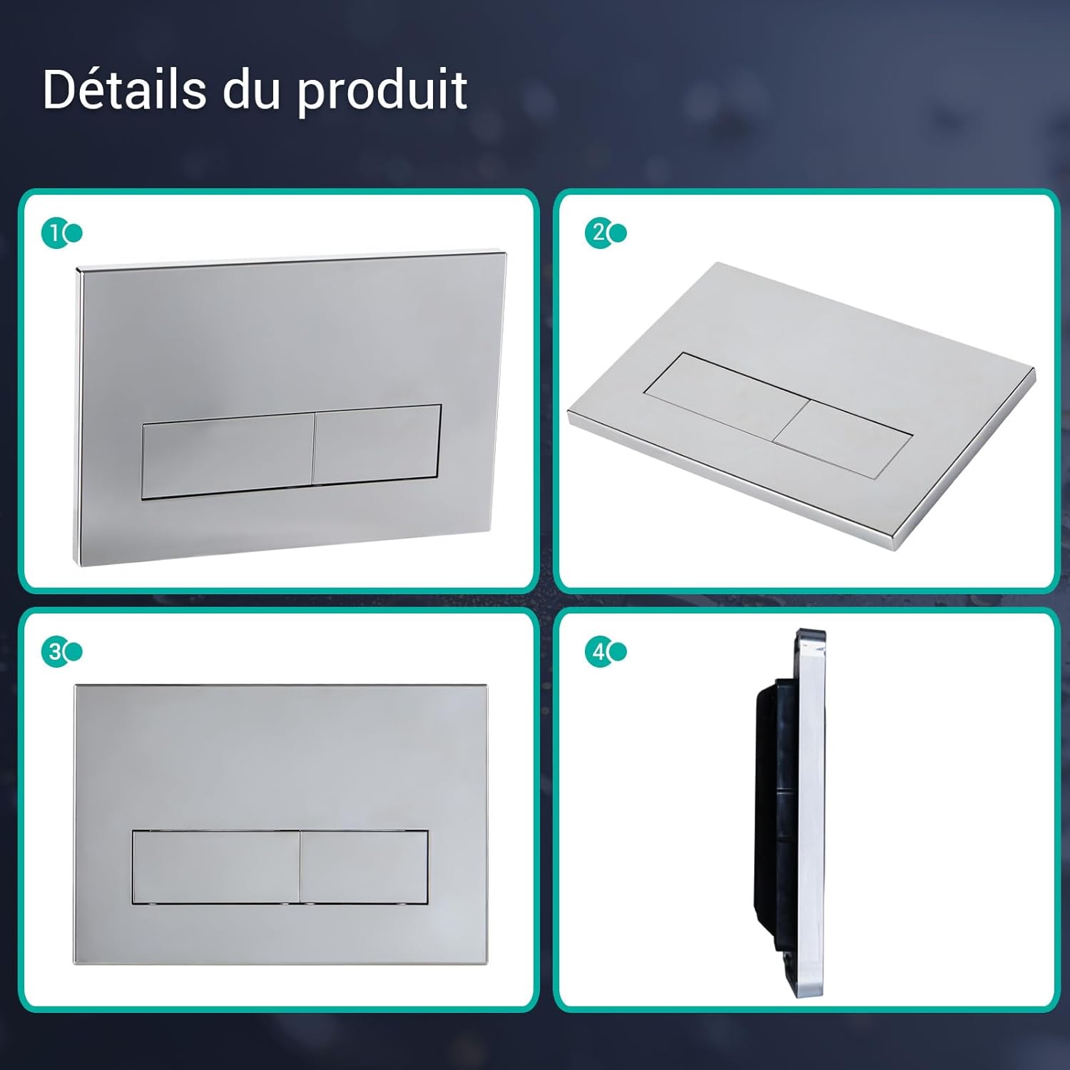 Thumbnail 6 de Empyreal Plaque de déclenchement avec jeu de levier et cadre de montage — compatible Geberit Sigma 01, 20, 30, UP320 et UP300 (Chrome)