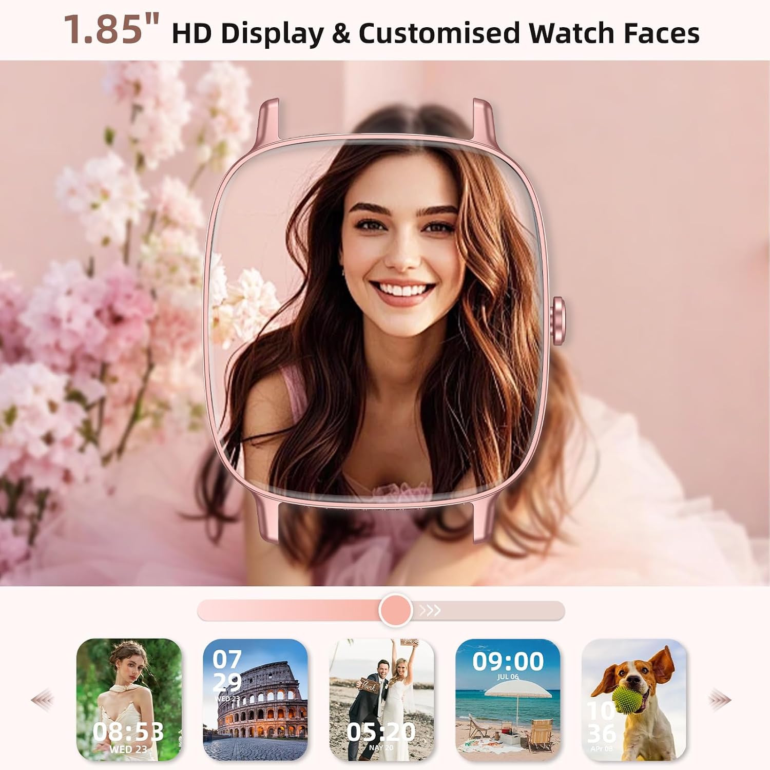 Thumbnail 6 de ccioi Montre Connectée Femme avec Fonction Téléphone – Écran HD 1,85 pouce, 120+ modes sportifs, IP68, Rose