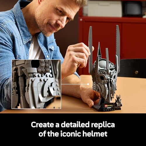 Detalle de LEGO Icons The Lord of the Rings: Sauron’s Helmet Display Model Kit (11373) – Collectible for Adults
