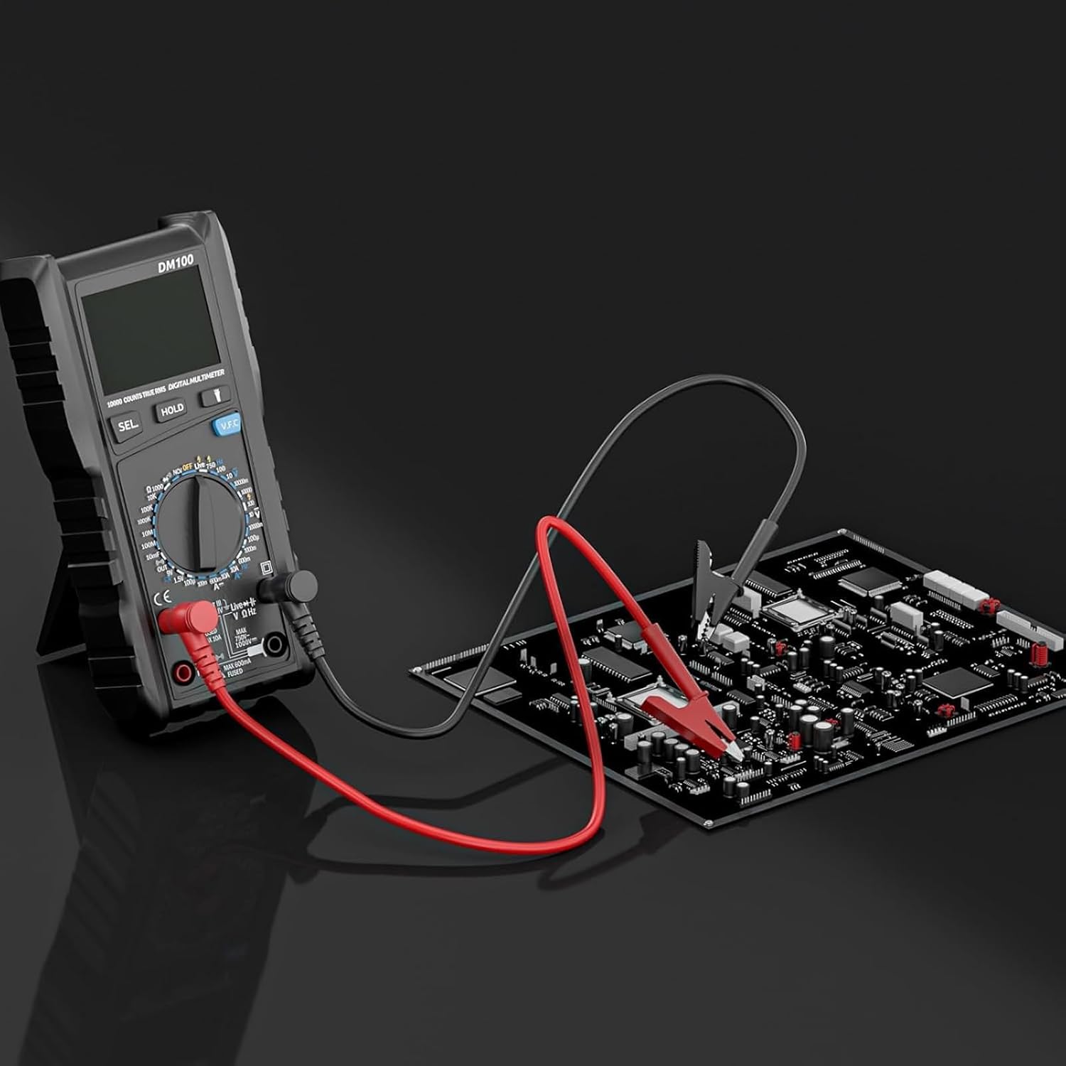 Thumbnail 5 de 2PCS Multimeter Test Leads (4mm Banana Plug to Crocodile Clips) 1000V/15A Red & Black, 1m each