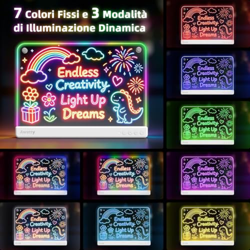 Detalle de Awatty Lavagna da Disegno a LED (Bianca) – creatività luminous con supporto e kit completo