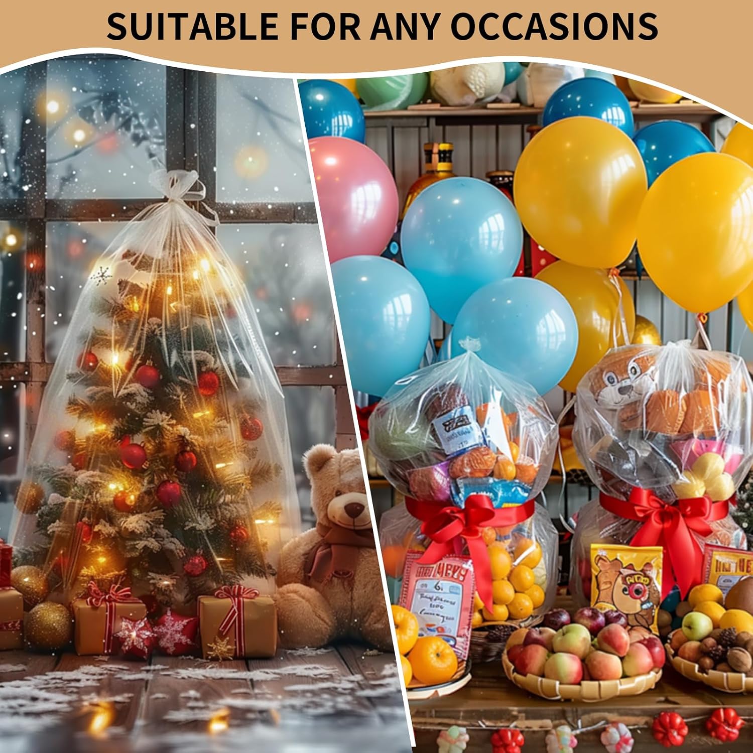 Thumbnail 6 de woric 40x50 Inch Jumbo Clear Cellophane Gift Bags (6 Pack)