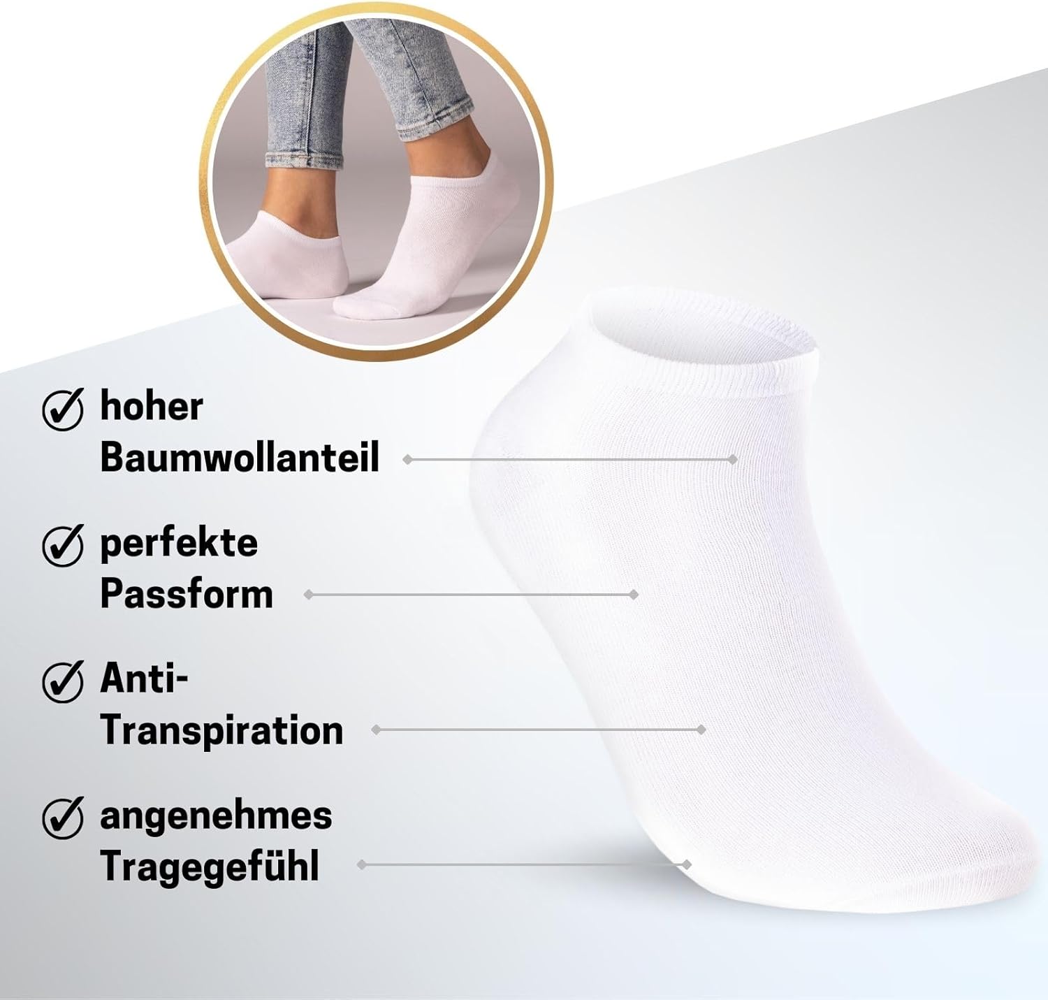 Detalle 2 de Sneaker Socken 10 Paar Kurze Baumwolle