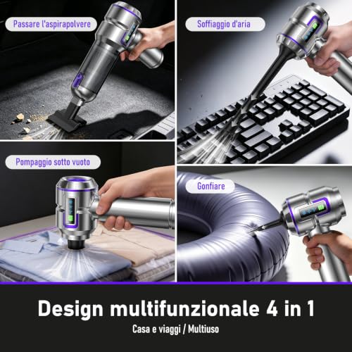 Detalle de ZINVILOY Aspirapolvere Senza Fili 28000 Pa – 4-in-1, Motore Brushless, One-Touch e Filtri HEPA
