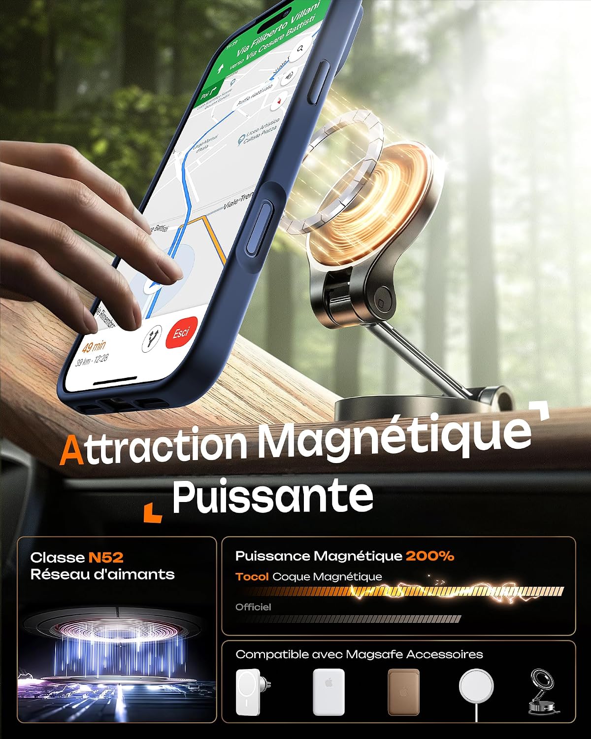 Thumbnail 4 de TOCOL Coque magnétique iPhone 17 Pro Max 6,9" compatible MagSafe