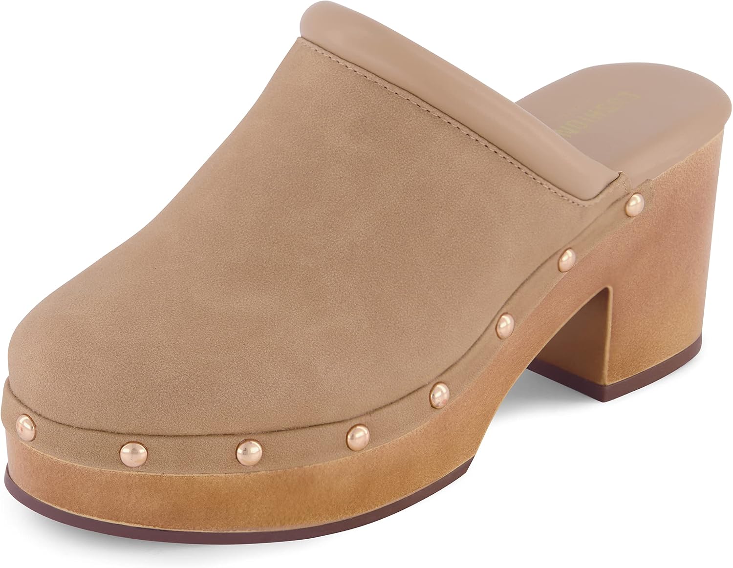 Detalle de CUSHIONAIRE Women's Platform Clogs with Faux Wood Sole