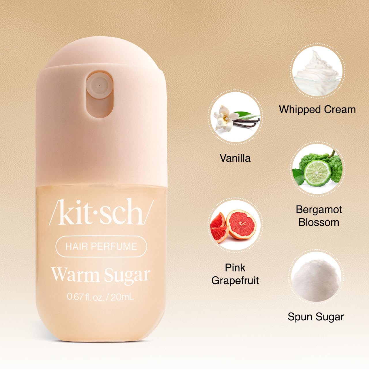Detalle 1 de Kitsch Warm Sugar Hair Perfume and Body Mist, 20 mL