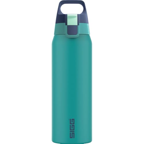 Detalle de SIGG Shield Therm One Isolierte Trinkflasche 0,75 L – Multicolor Ocean Grün, auslaufsicher, spülmaschinenfest