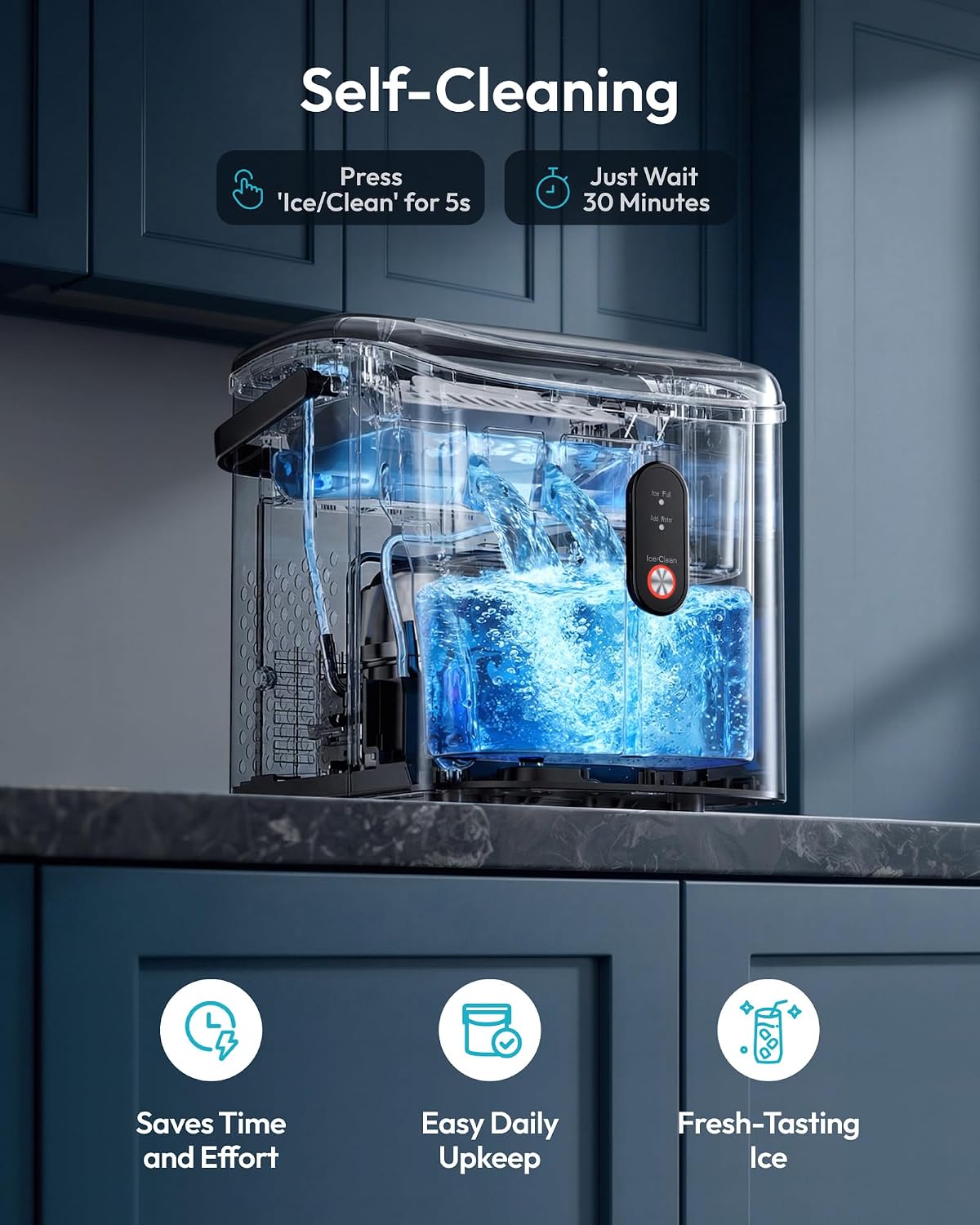Detalle de EUHOMY Countertop Ice Maker with 1.2L Water Tank