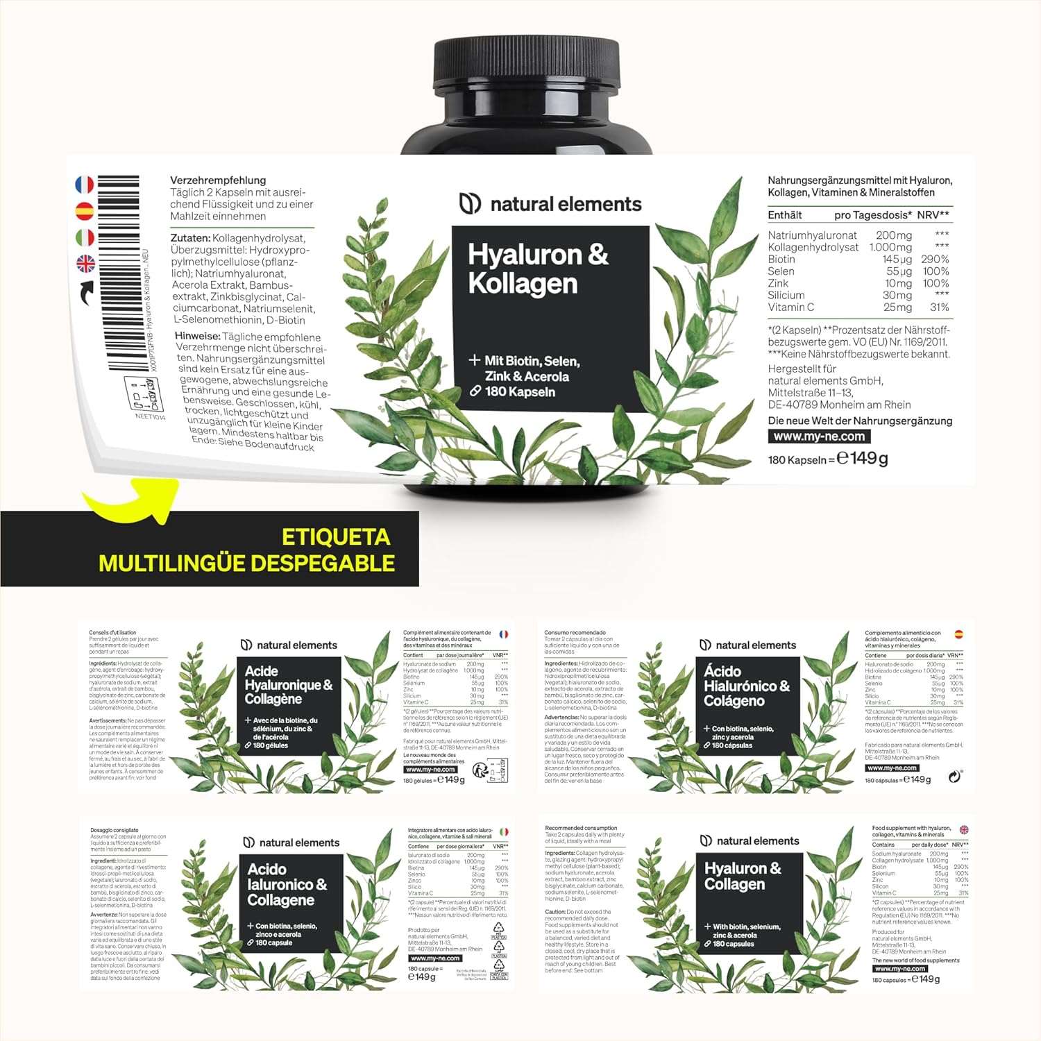Thumbnail 6 de natural elements colágeno con ácido hialurónico 1000 mg