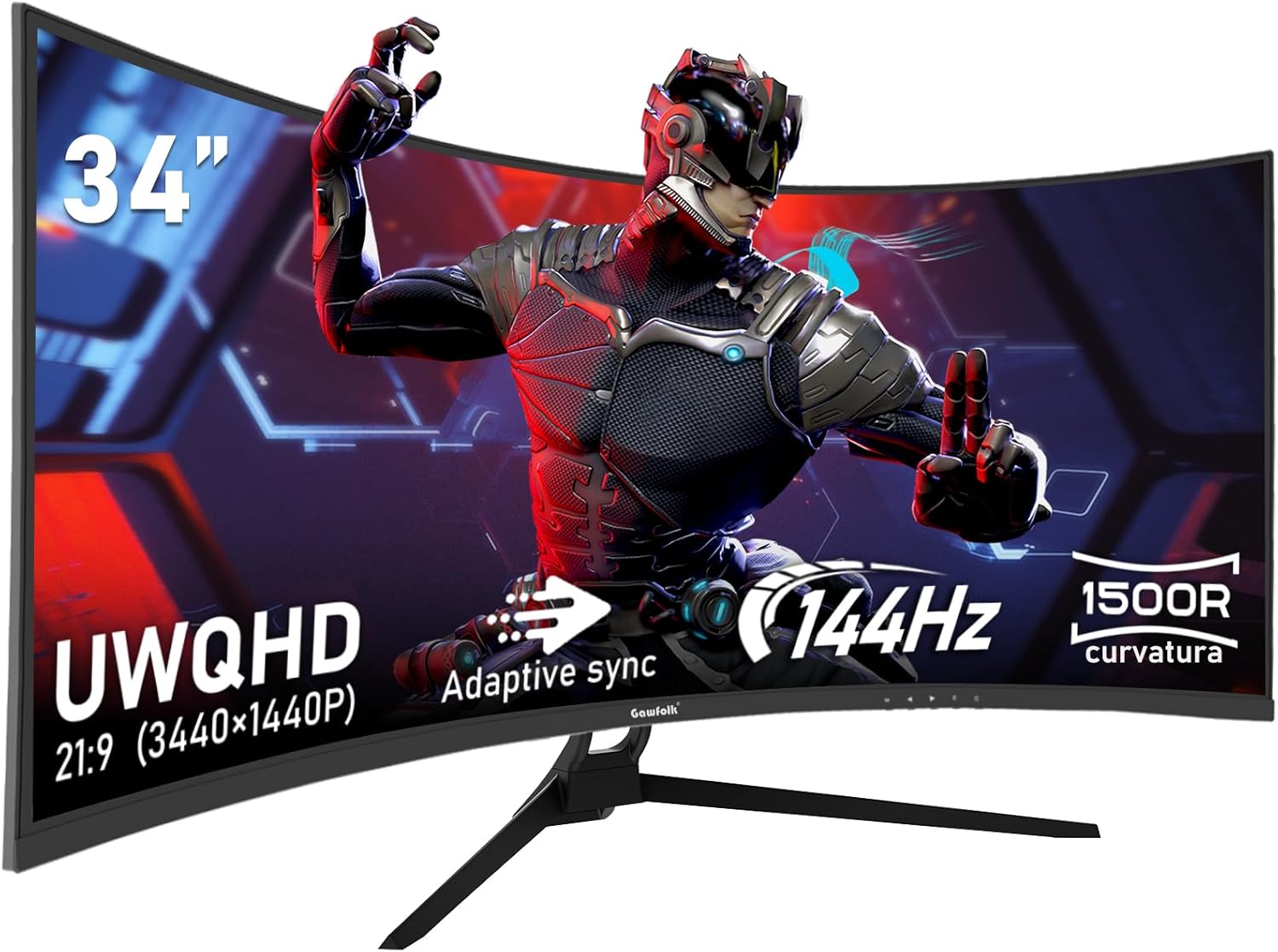 Detalle de Gawfolk 34 inch ultrawide gaming monitor 144Hz