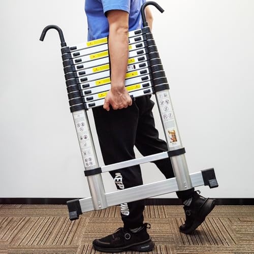 Thumbnail 7 de MYHMCT Telescopic Ladder 3.8M Aluminium Loft Ladder with Hooks