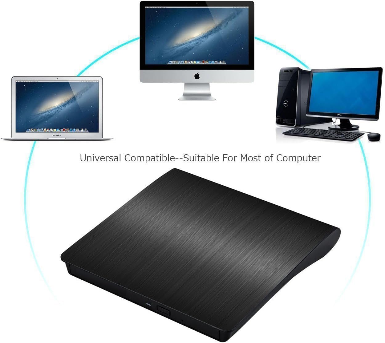 Detalle de Vlio External USB 3.0 Slim CD/DVD Drive (Portable Burner/Reader) for PC, Laptop & Desktop