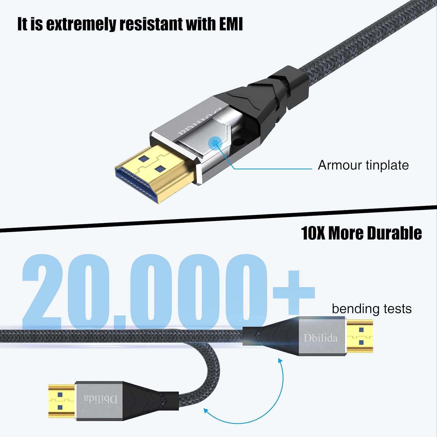 Detalle 2 de Dbilida HDMI 2.1 Glasfaserkabel 10 m für 8K/4K