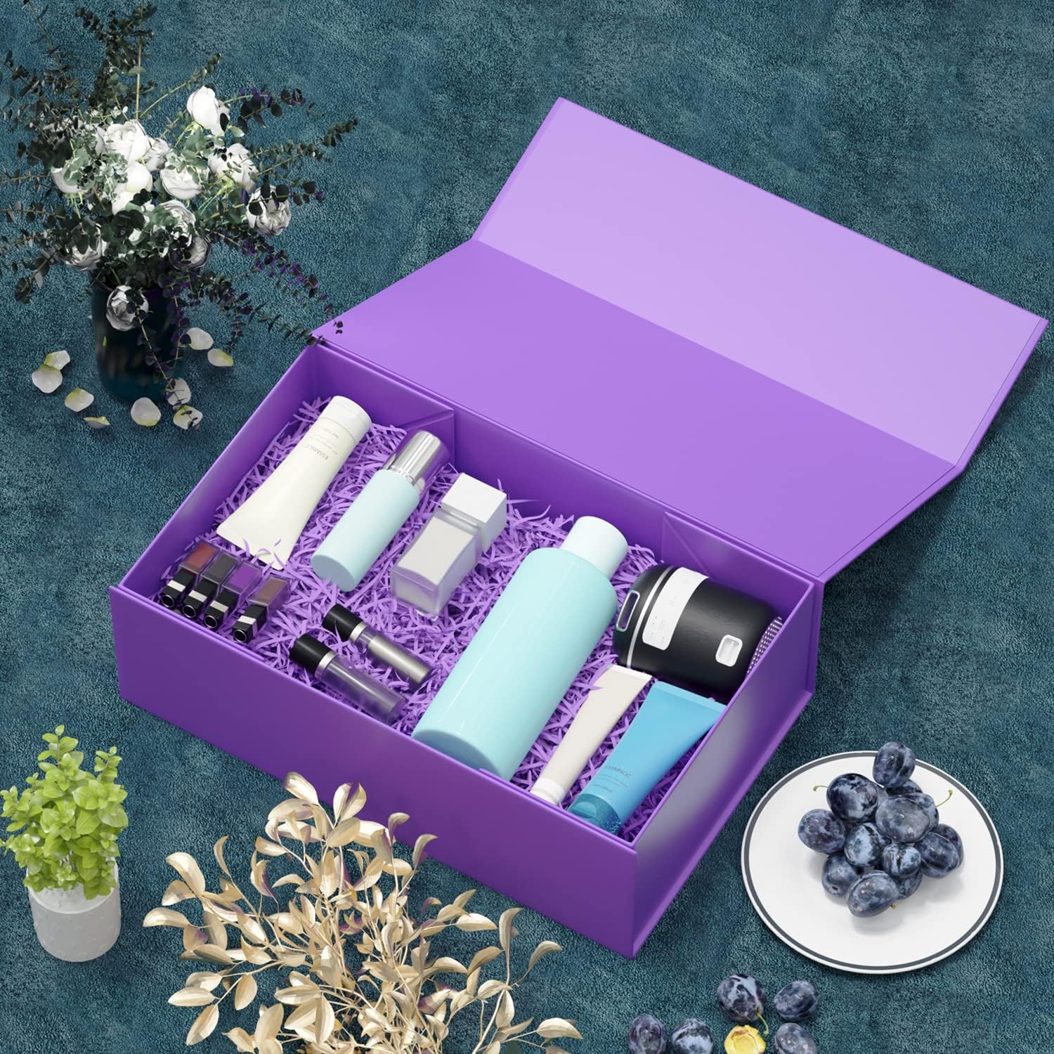 Thumbnail 3 de 2er Pack Geschenkboxen mit magnetischem Verschluss (30x15x10 cm), klappbar, lila