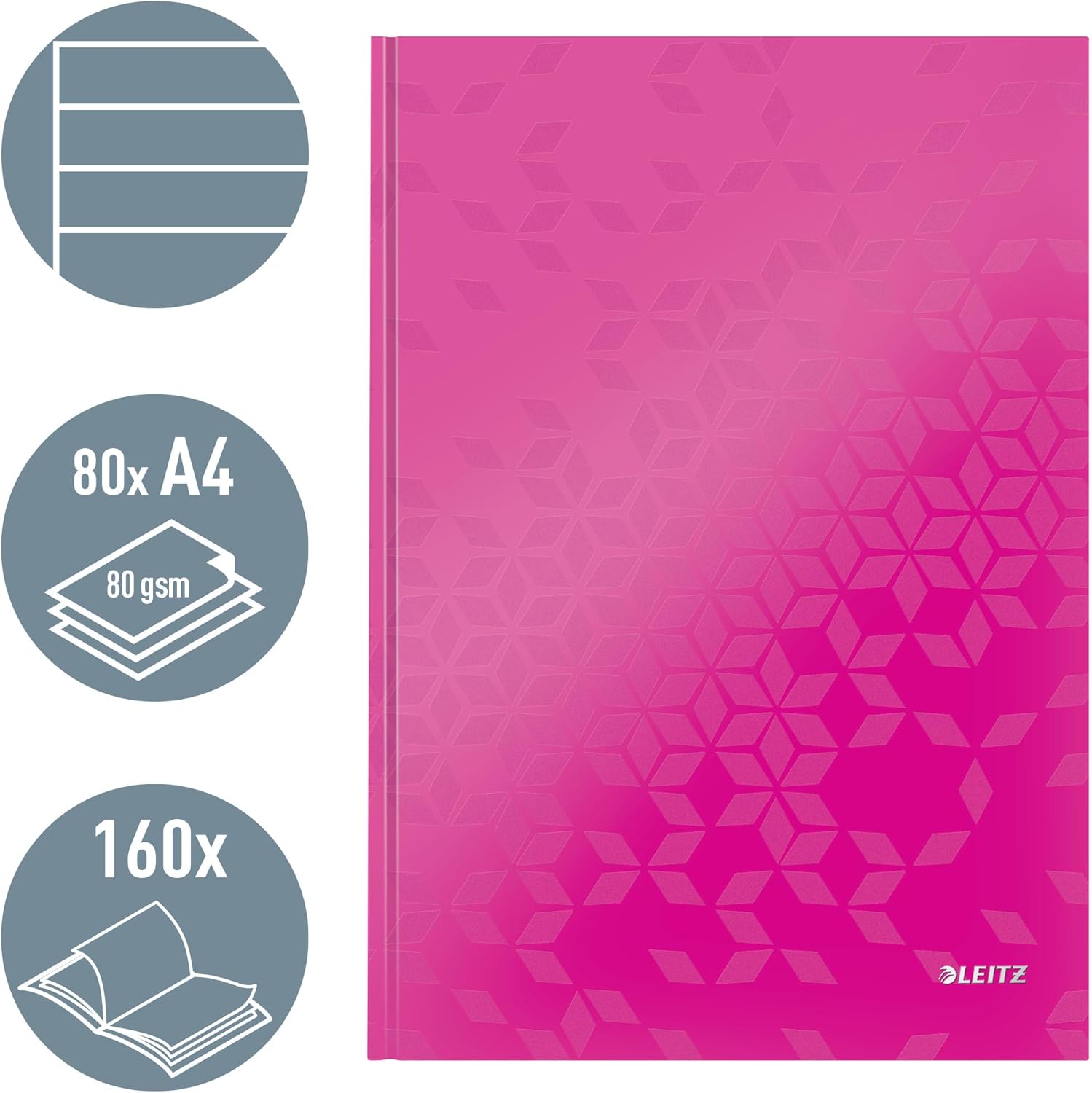 Thumbnail 1 de Leitz WOW Notizbuch A4 liniert, Hardcover, 160 Seiten, FSC, Pink