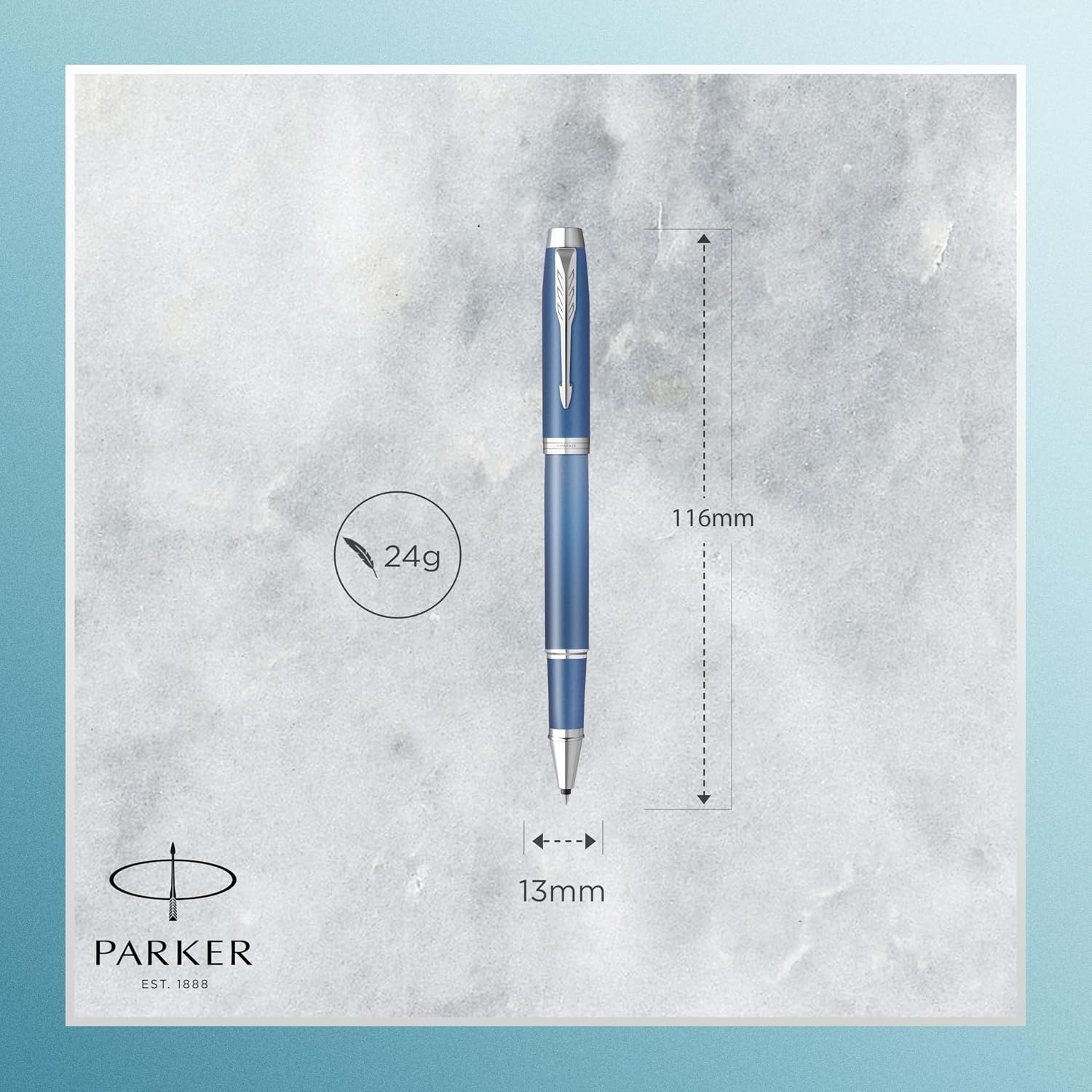 Detalle de Parker IM Writing Rituals Penna roller: eleganza rilassante in blu sfumato con punta fine