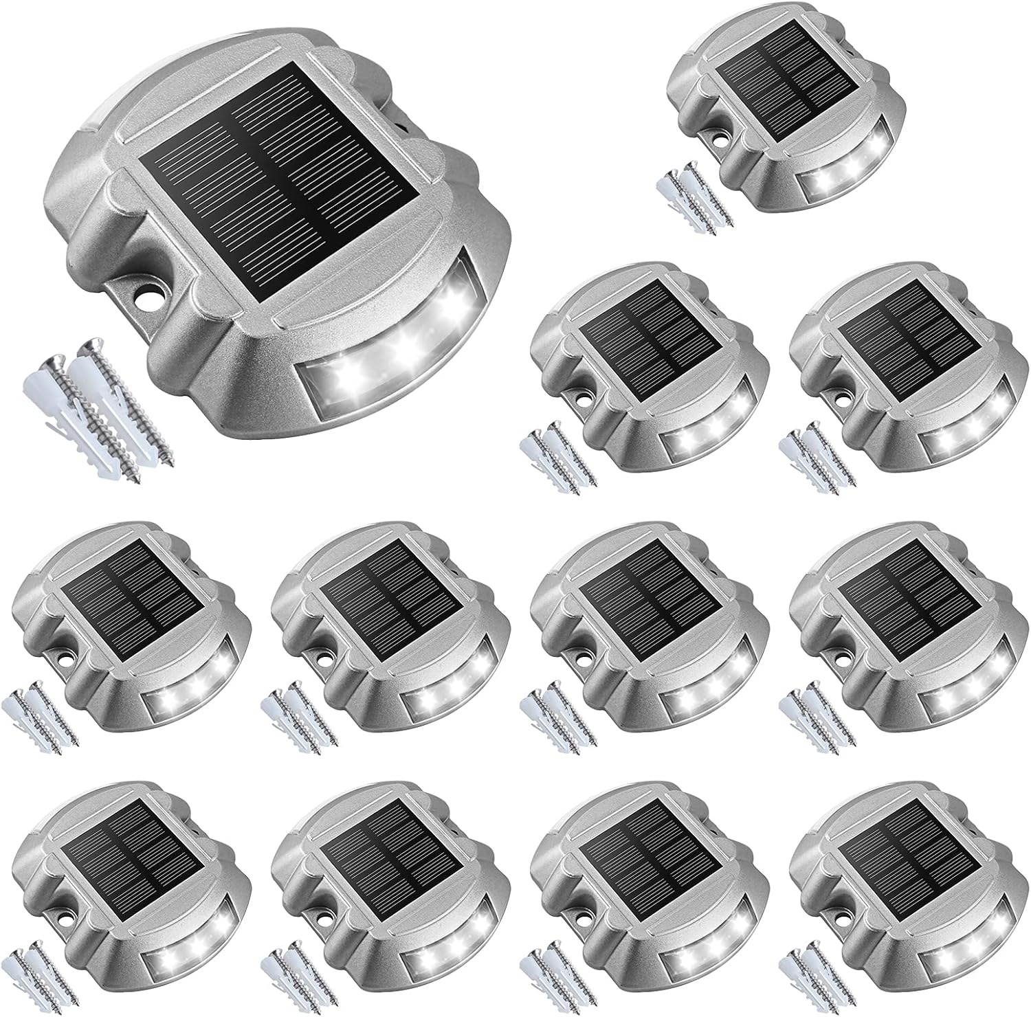 Detalle de VOLISUN VLSOL6720US Solar Deck Lights, 12-Pack IP67 LED Path Lights, White