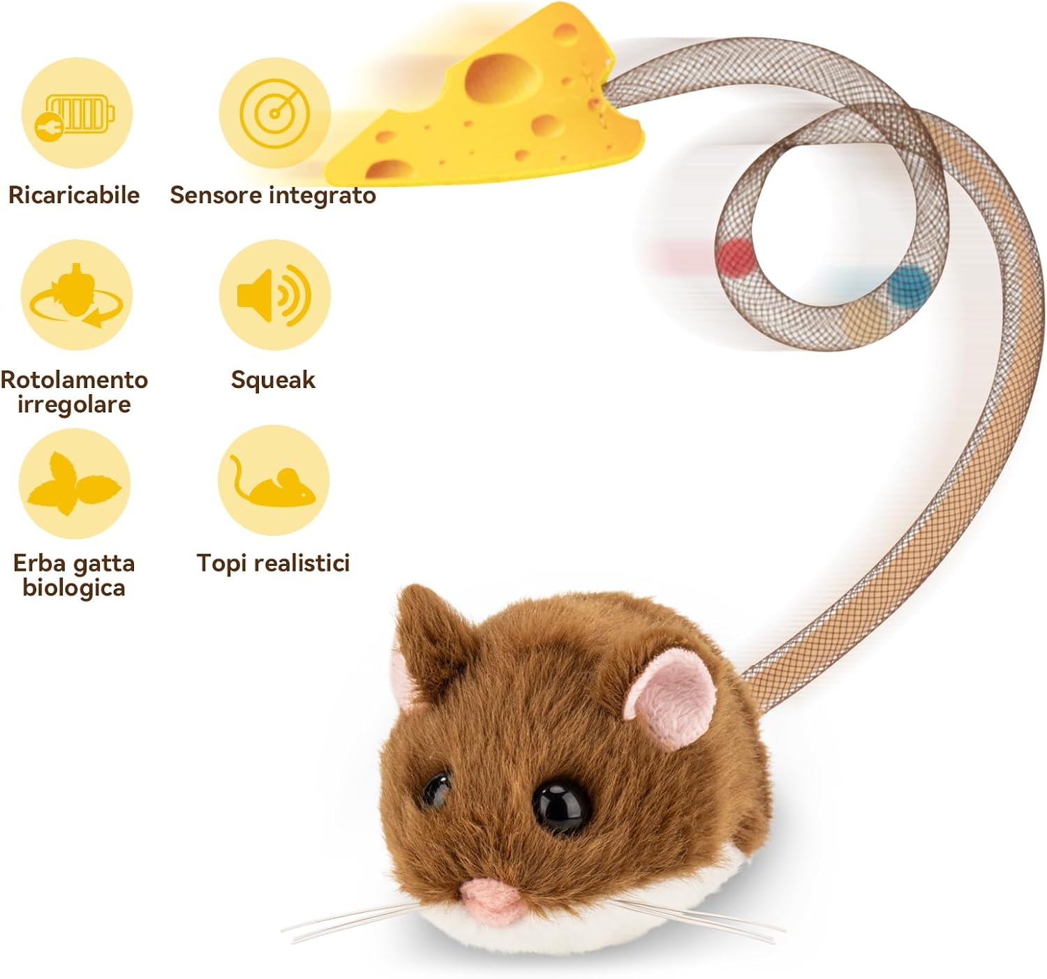 Detalle 2 de Migipaws giocattolo interattivo per gatti con topolino elettrico e coda flessibile (ricaricabile)