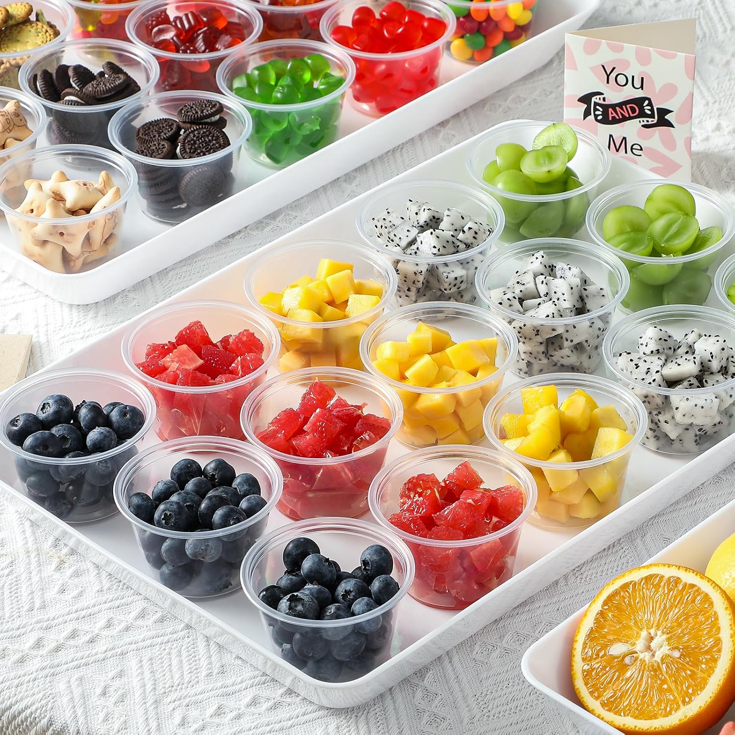 Detalle 2 de AOZITA 4 oz Portion Cups with Lids, 400 Count, BPA-Free Plastic