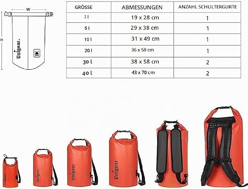 Detalle de Unigear wasserdichte Dry Bag Collection: 2L–40L für Outdoor-Abenteuer