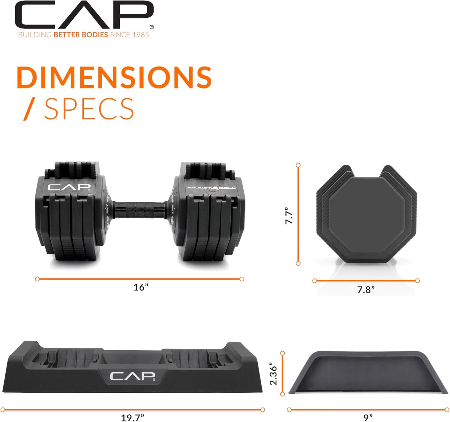 Detalle 2 de CAP ADJUSTABELL Adjustable Dumbbell Set — Premium 55 lb Pair with Quick Select System