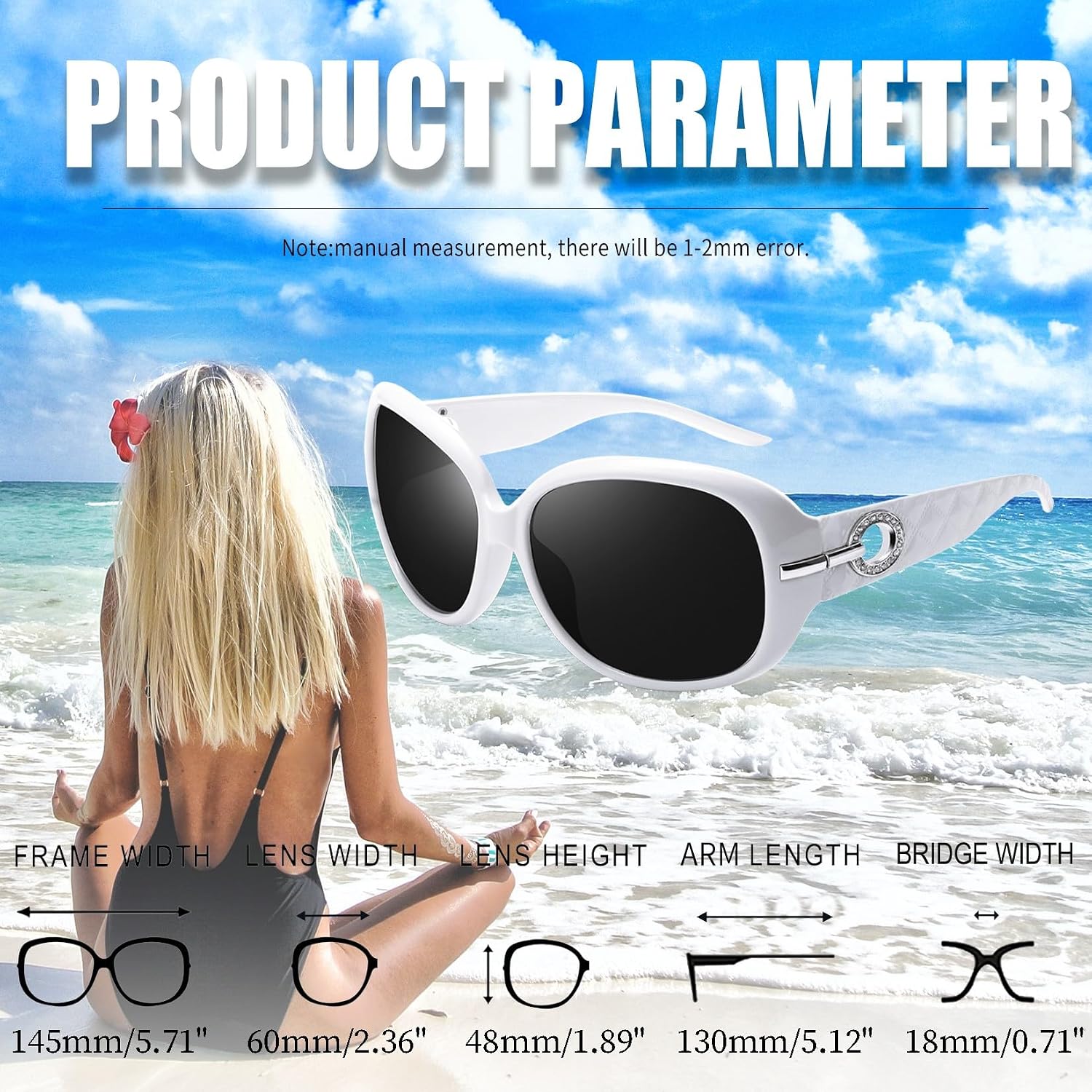 Thumbnail 2 de Joopin Oversized Polarised Sunglasses for Women — Retro Big Rectangle Frame with UV400 Protection