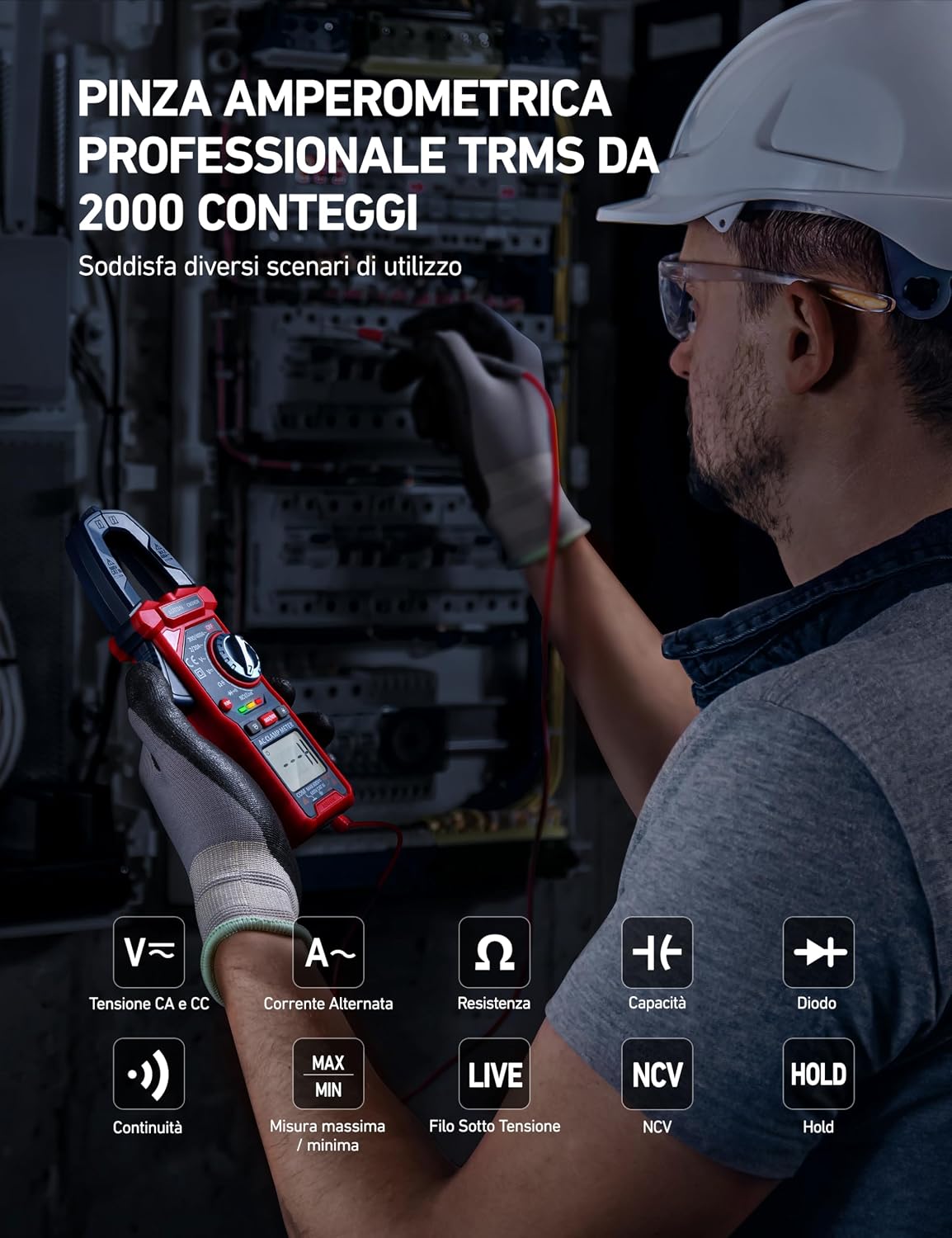 Detalle 2 de AstroAI Pinza amperometrica 2000 conteggi 🎛