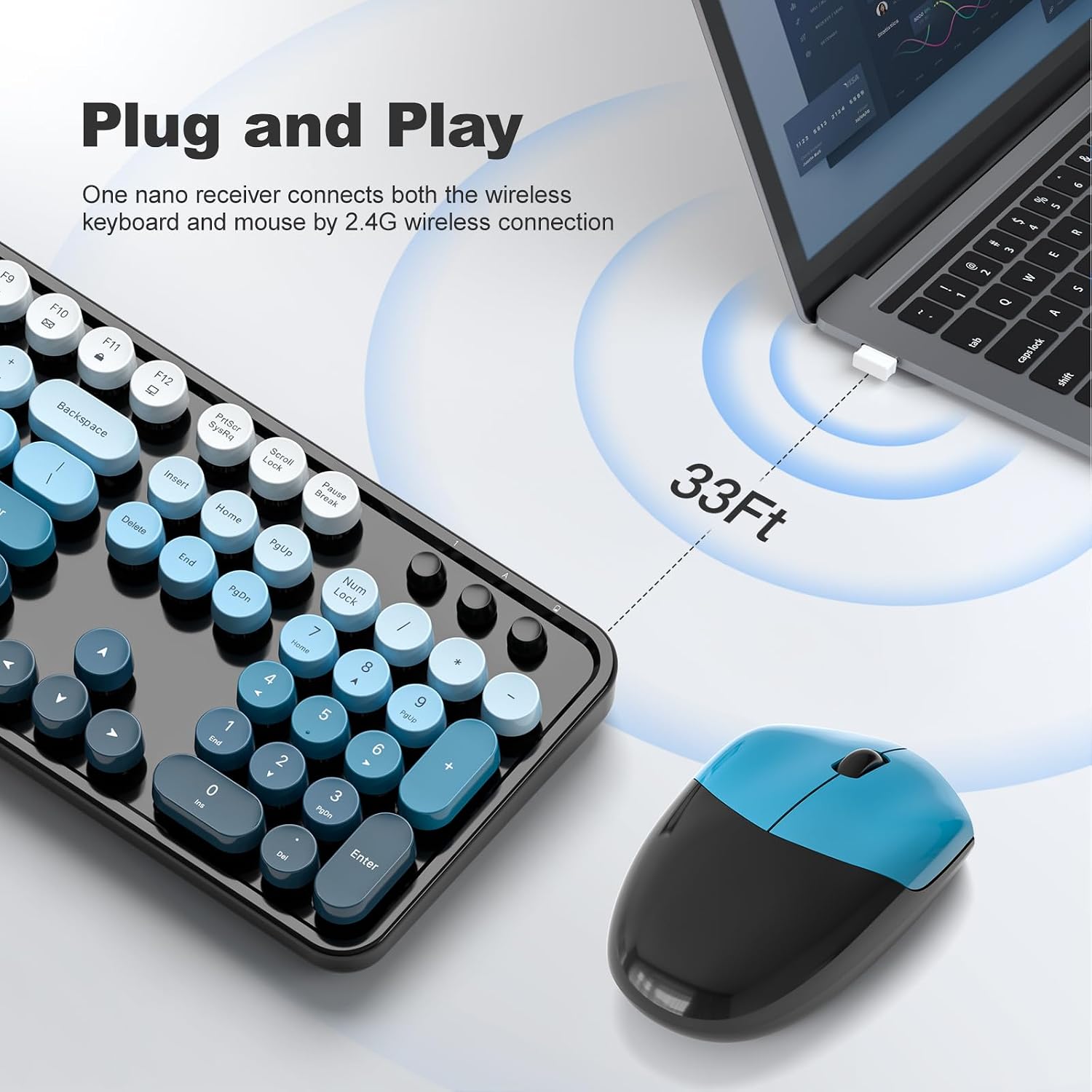 Detalle 2 de MOFII Wireless Keyboard and Mouse Combo 10m