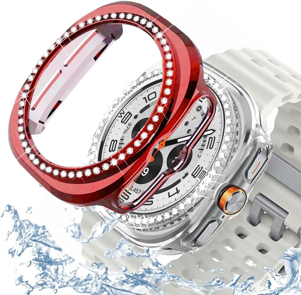 Detalle de DEALELE 2-Pack Bling PC Protective Case for Samsung Galaxy Watch Ultra 47mm (2025/2024) – Red + Transparent