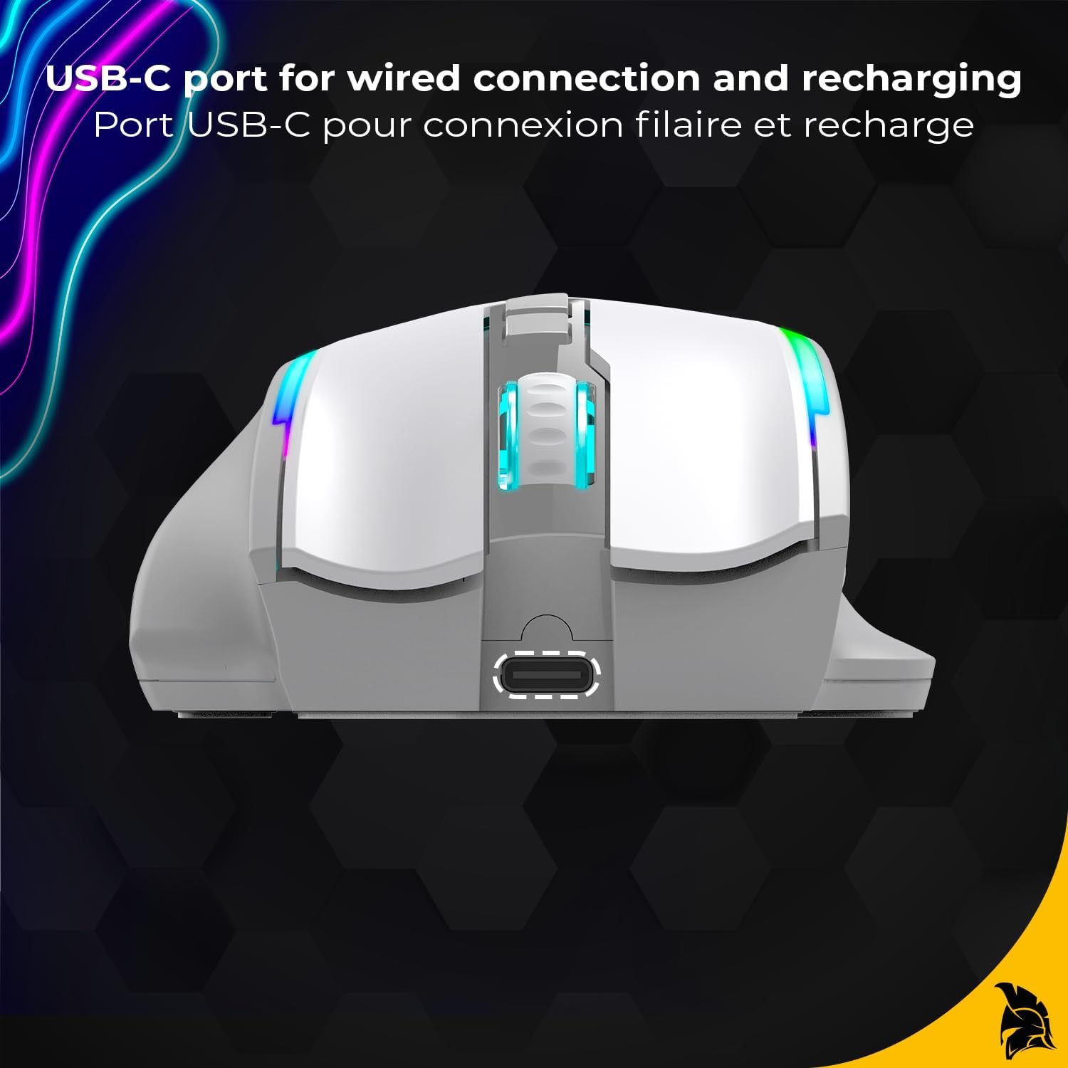 Thumbnail 6 de EMPIRE GAMING RF908 — souris gamer sans fil rechargeable RGB (WiFi 2,4 GHz / Bluetooth / USB-C)