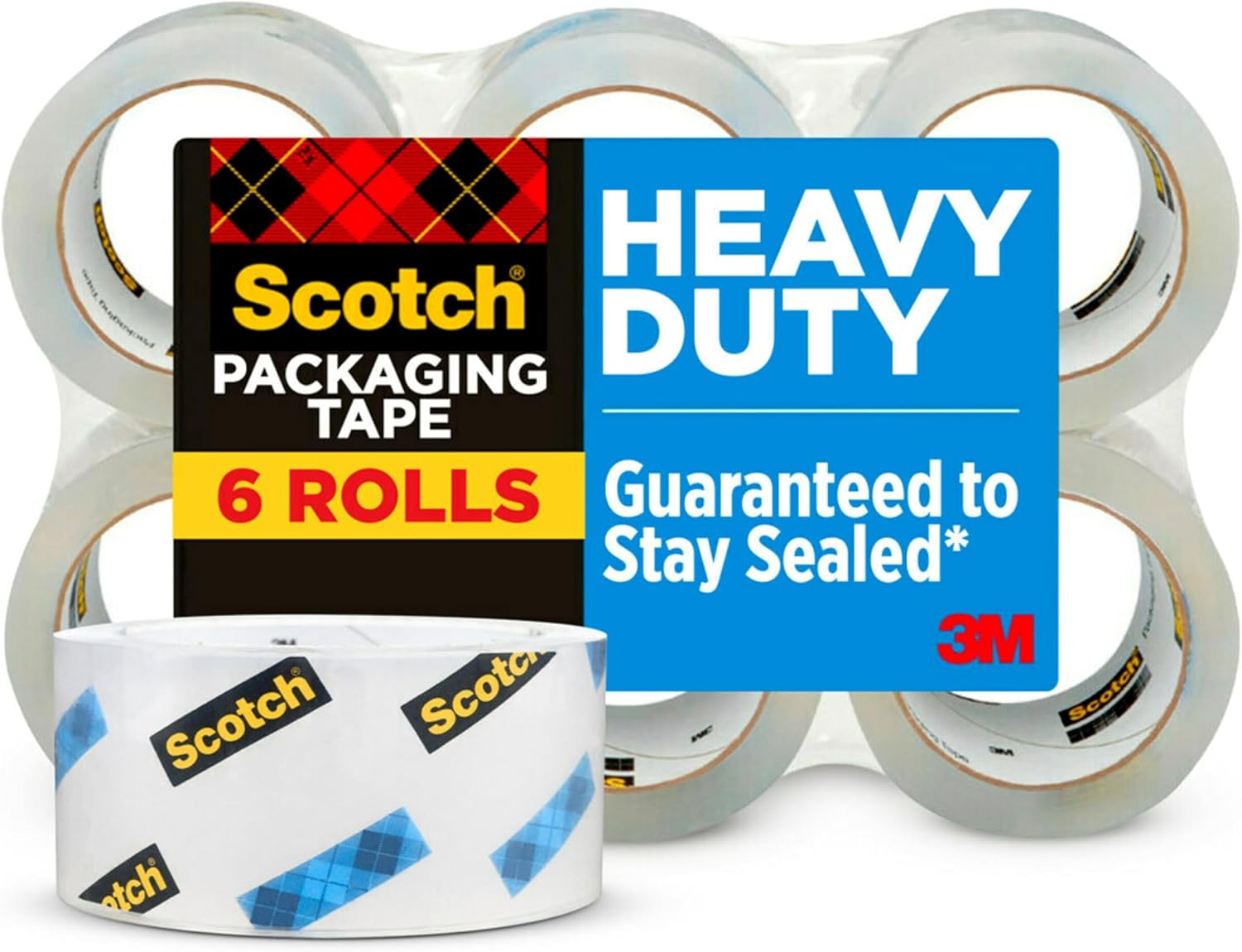 Detalle de Scotch Heavy Duty Shipping Packing Tape: 6 Rolls of Clear, Industrial-Strength Sealing