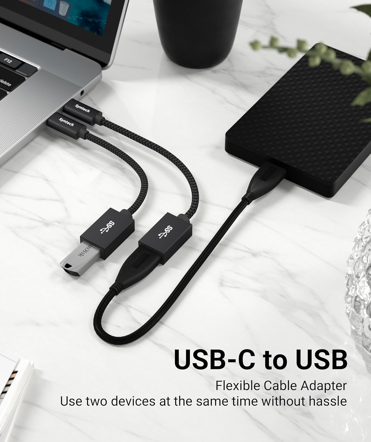 Detalle de Syntech lot de 2 adaptateurs USB-C vers USB 3.0 (10 Gbps) avec OTG, noir
