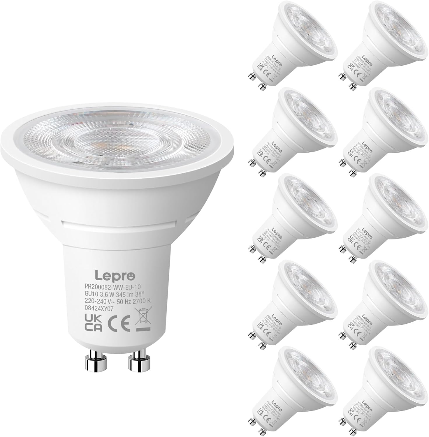 Detalle de Lepro GU10 3.6W warm white LED bulbs pack of 10