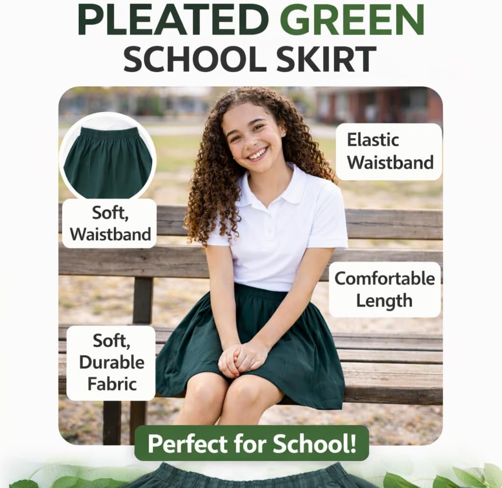 Thumbnail 6 de reshmena® Girls School Uniform Skirt – Classic Box Pleat Knee-Length Knit-Free Comfort for School Days