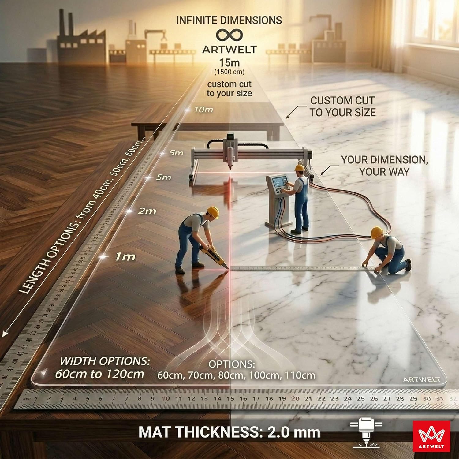 Thumbnail 6 de Artwelt Tischdecke Transparent Tischfolie 2.0 mm (glasklar, weich-PVC) – waschbarer Tischschutz im Wunschmaß