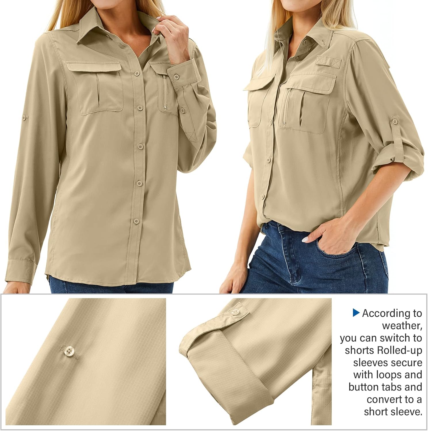 Thumbnail 3 de yeyity Hemdbluse Damen – UPF 50 Langarmshirt für Outdoor, schnell trocknend und atmungsaktiv