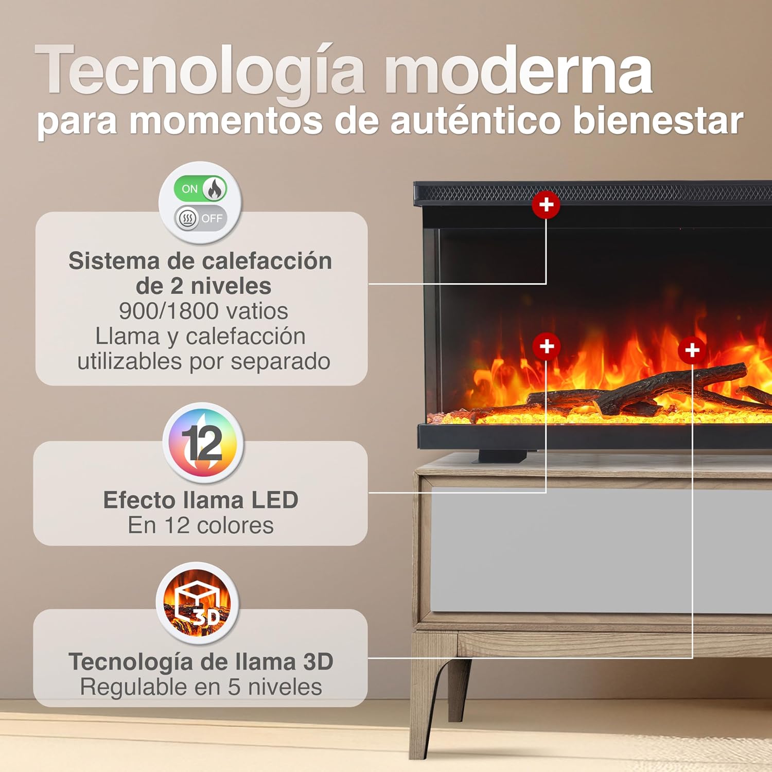 Thumbnail 2 de KAMINIO Lea chimenea eléctrica 42 pulgadas