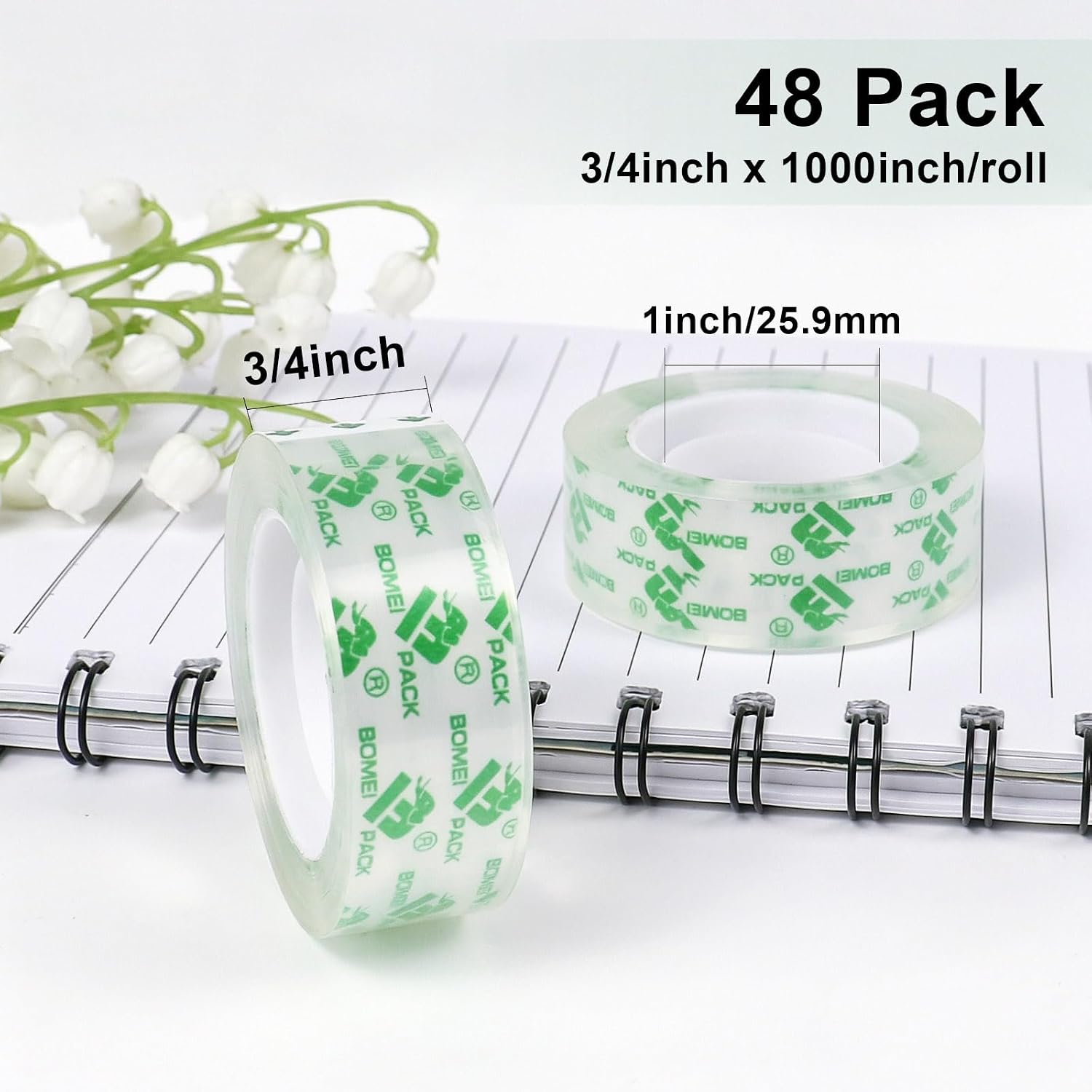 Detalle de BOMEI Clear Tape Refills, 48-Roll Pack