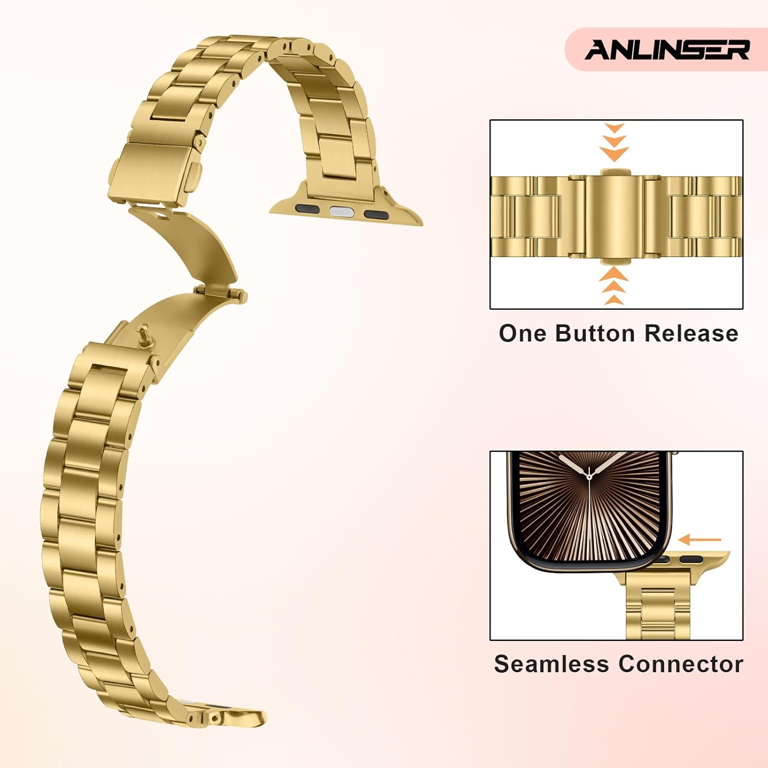 Thumbnail 3 de Anlinser Gold Apple Watch metal strap 14 mm